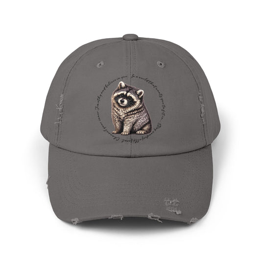 Jimothy The Raccoon Distressed Cap —  Inspirational, Viral Sensation