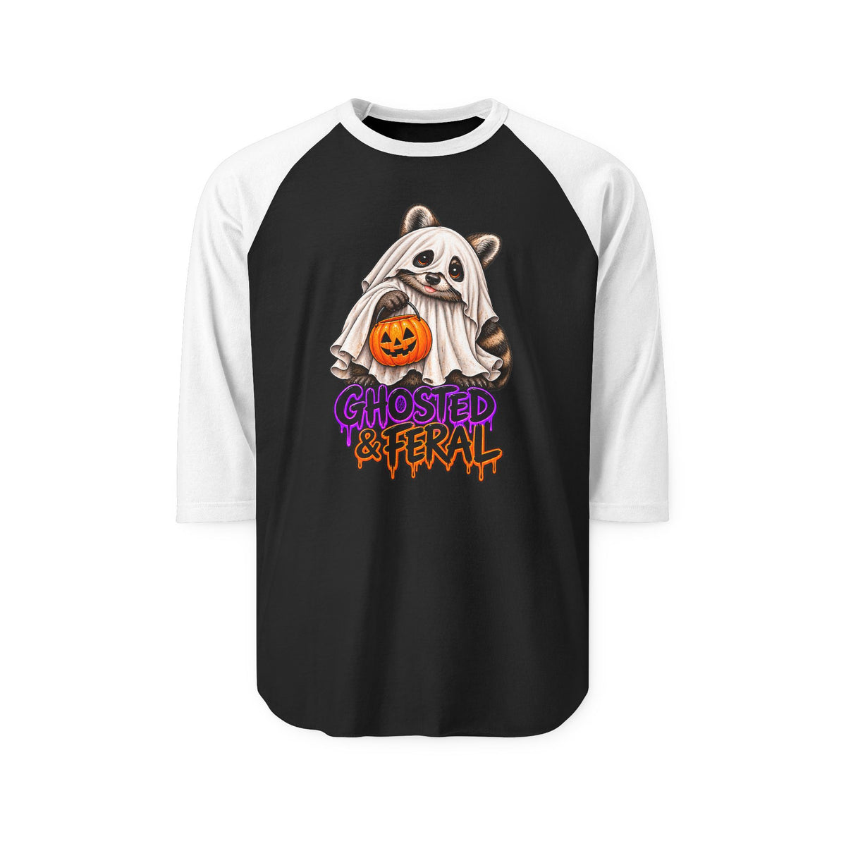 Ghosted Raccoon Raglan Baseball Shirt