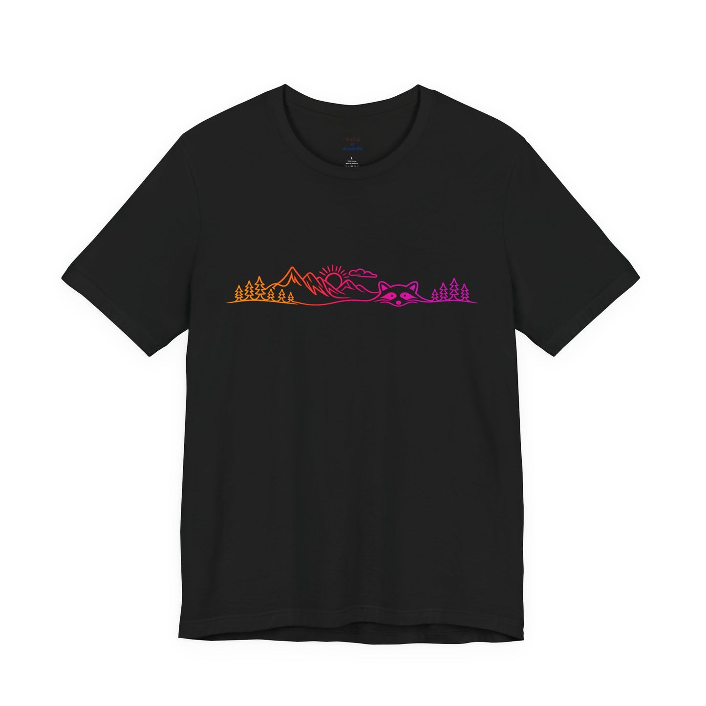 Raccoon Tee — Minimal Line Raccoon Scenic Graphic T-Shirt