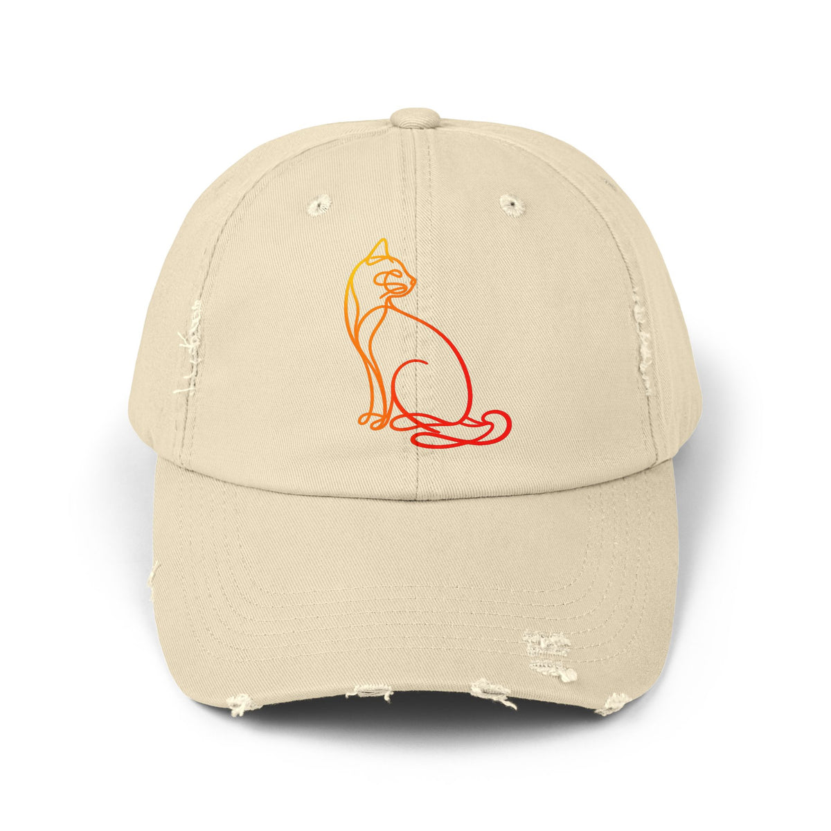 Sunrise Cat Distressed Cap