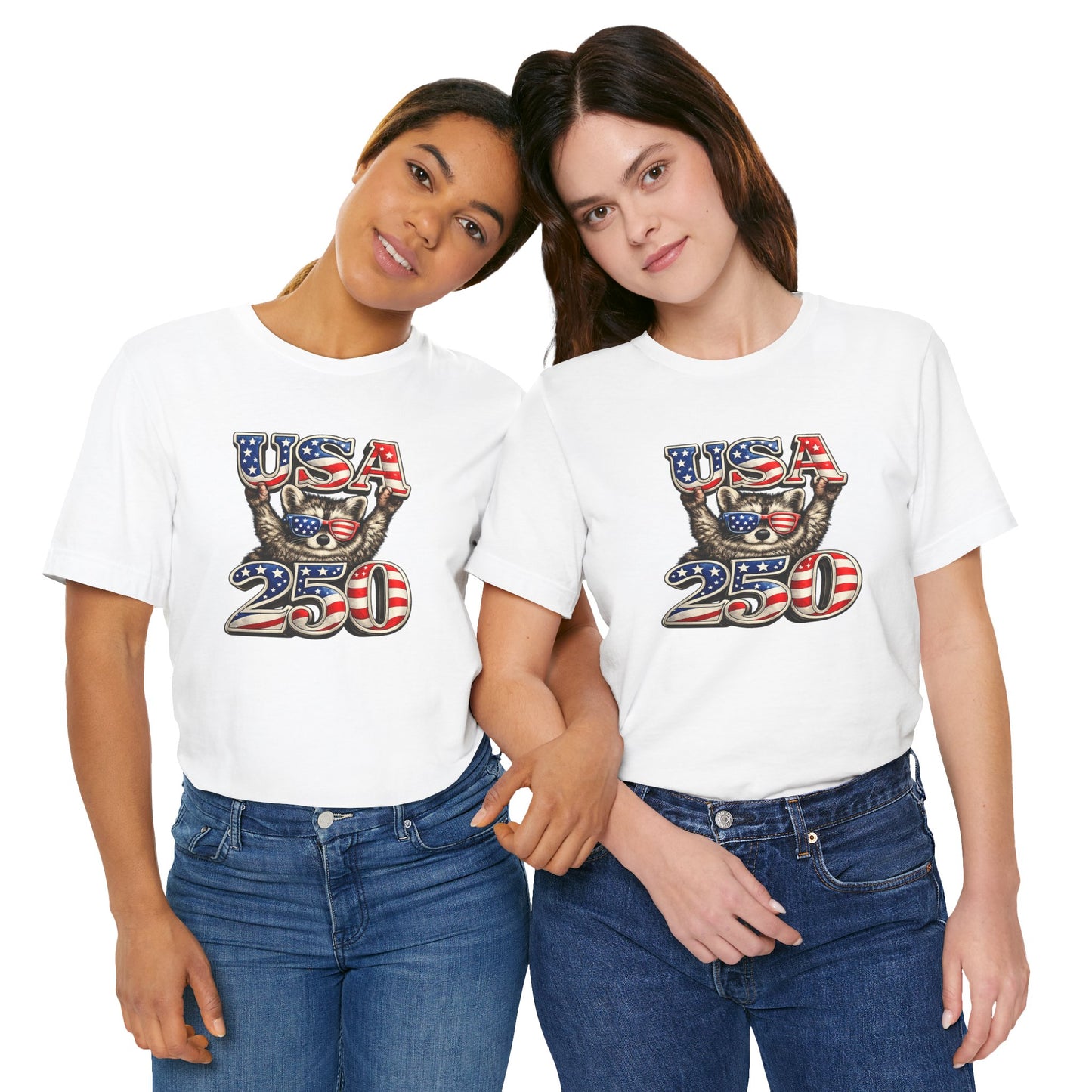 Patriot Raccoon 250th Anniversary T-Shirt — 4th of July Fireworks Flag Tee
