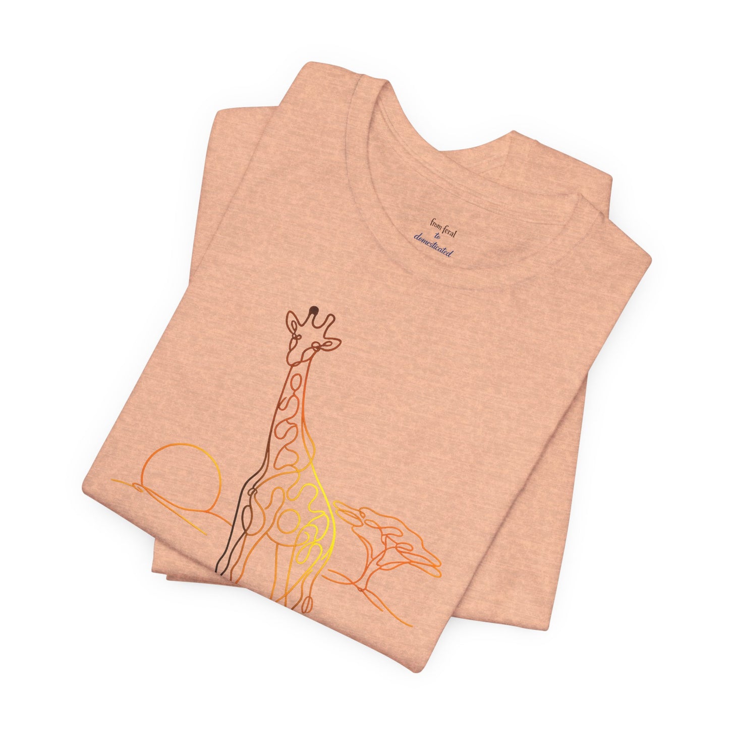 Giraffe Sunset Tee — Minimal Line Art Safari T-Shirt