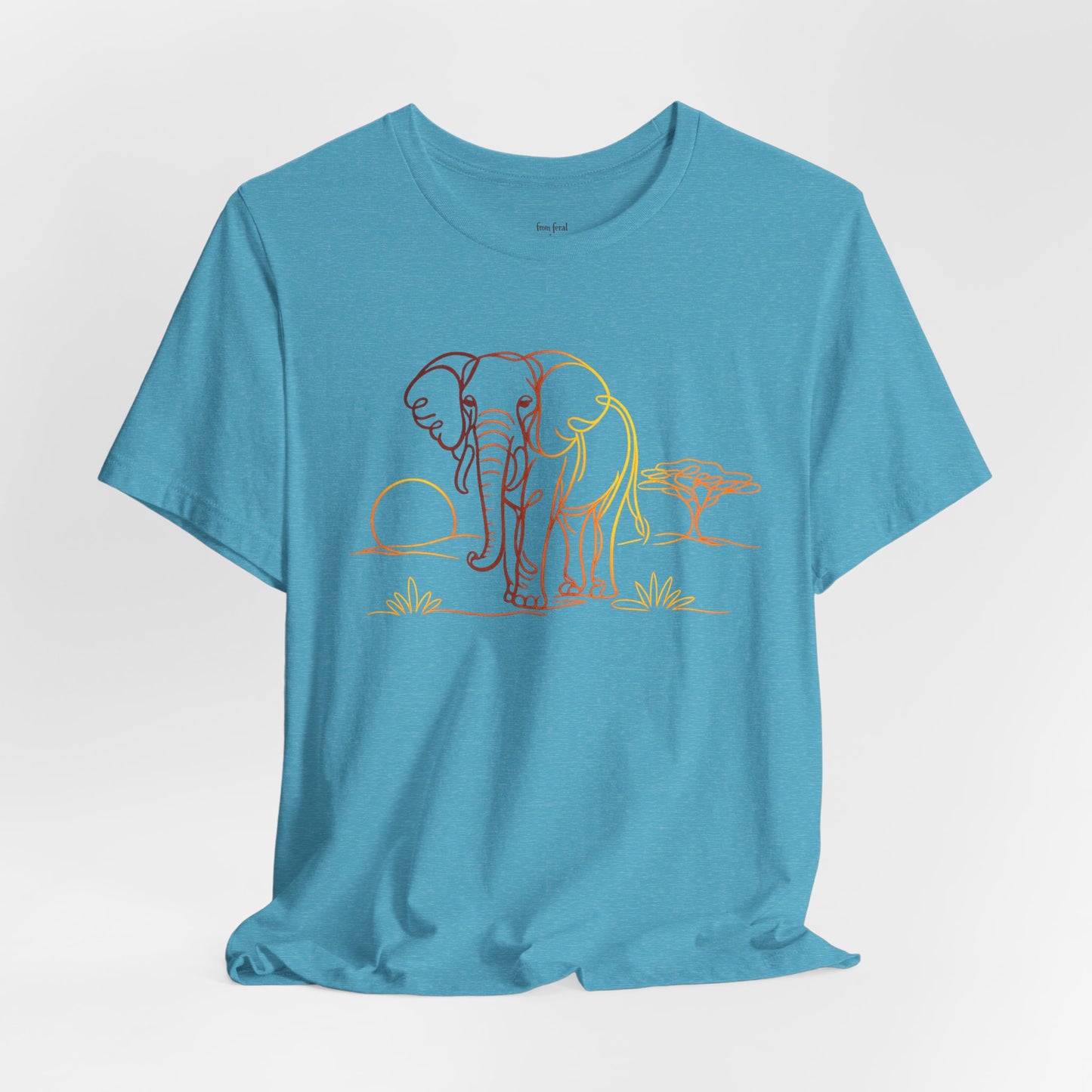Elephant Sunset Tee — Minimal Line Art Safari T-Shirt
