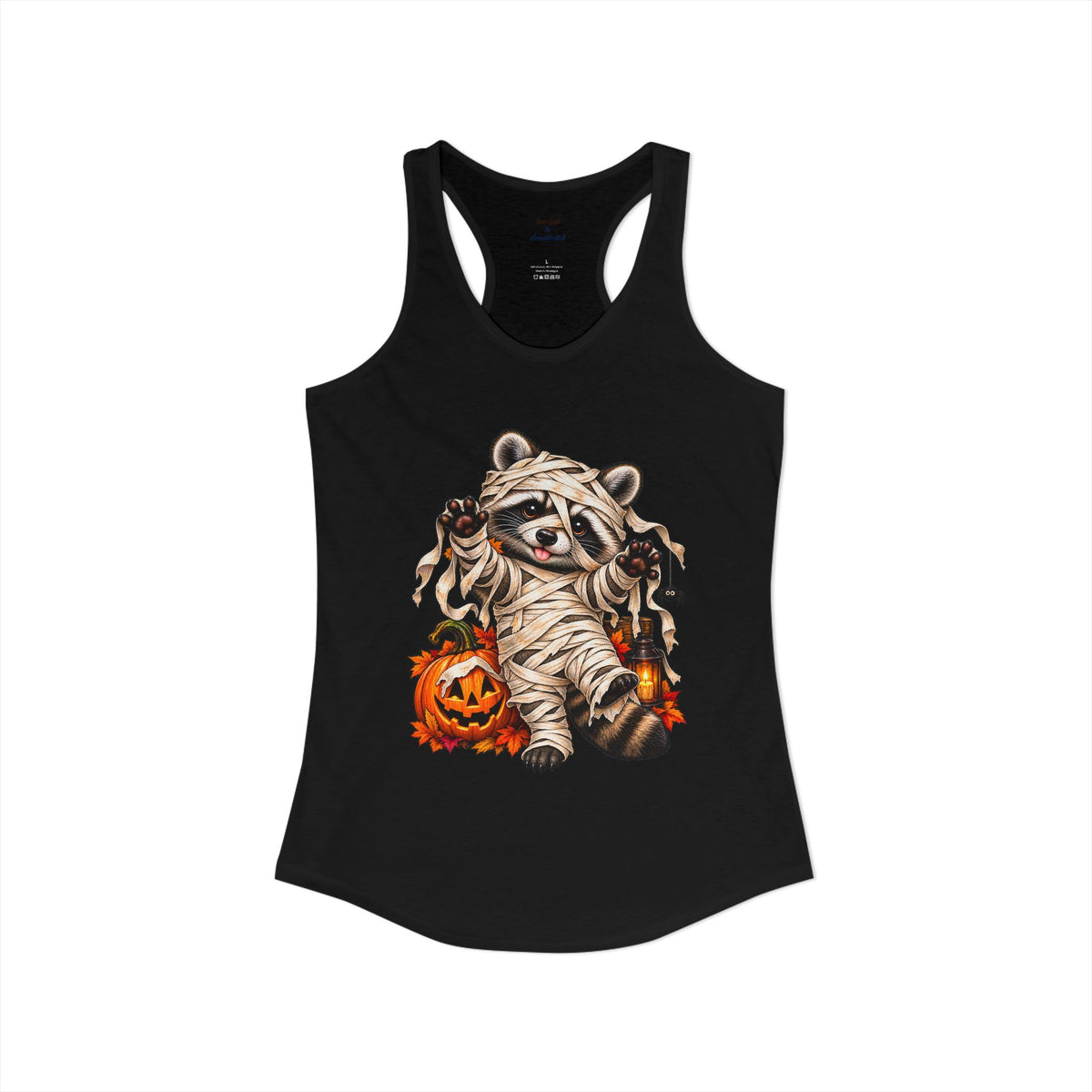 Halloween Mummy Raccoon Racerback Tank