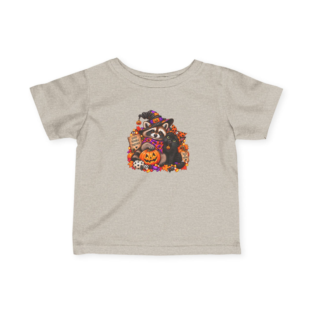 Halloween Raccoon and Black Cat Bestie Infant Tee