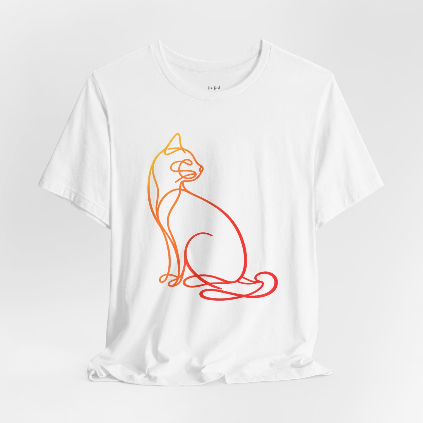 Colorful Line-Work Sitting Cat T-Shirt