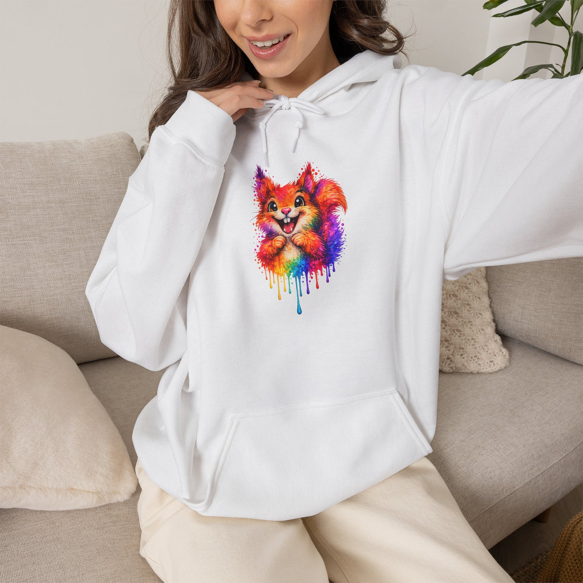Watercolor Squirrel Hooded Sweatshirt