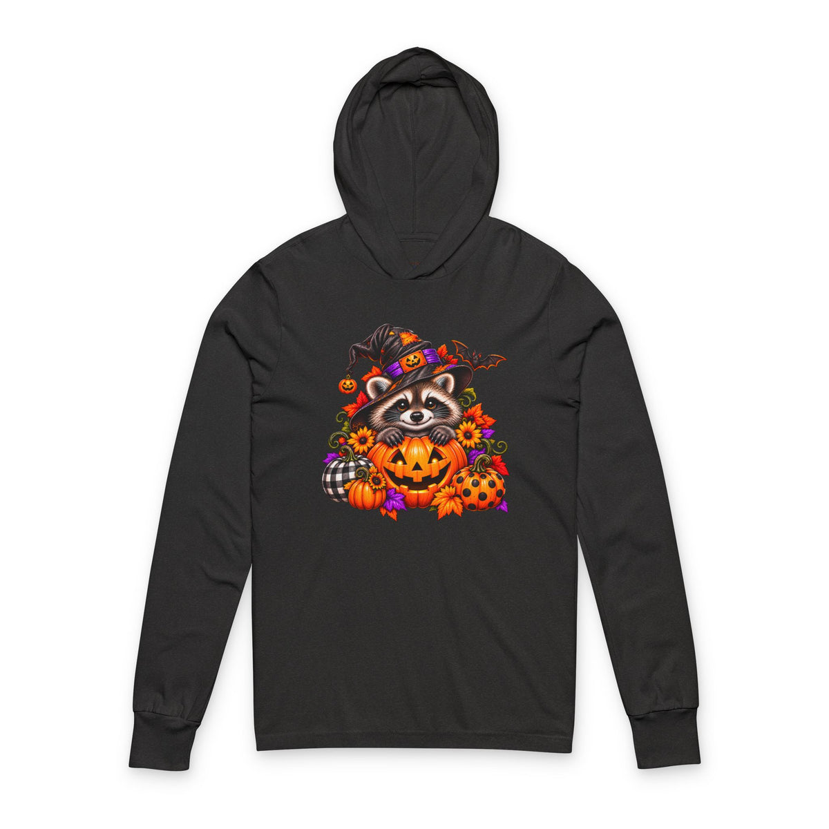 Halloween Raccoon Hooded Long Sleeve Tee
