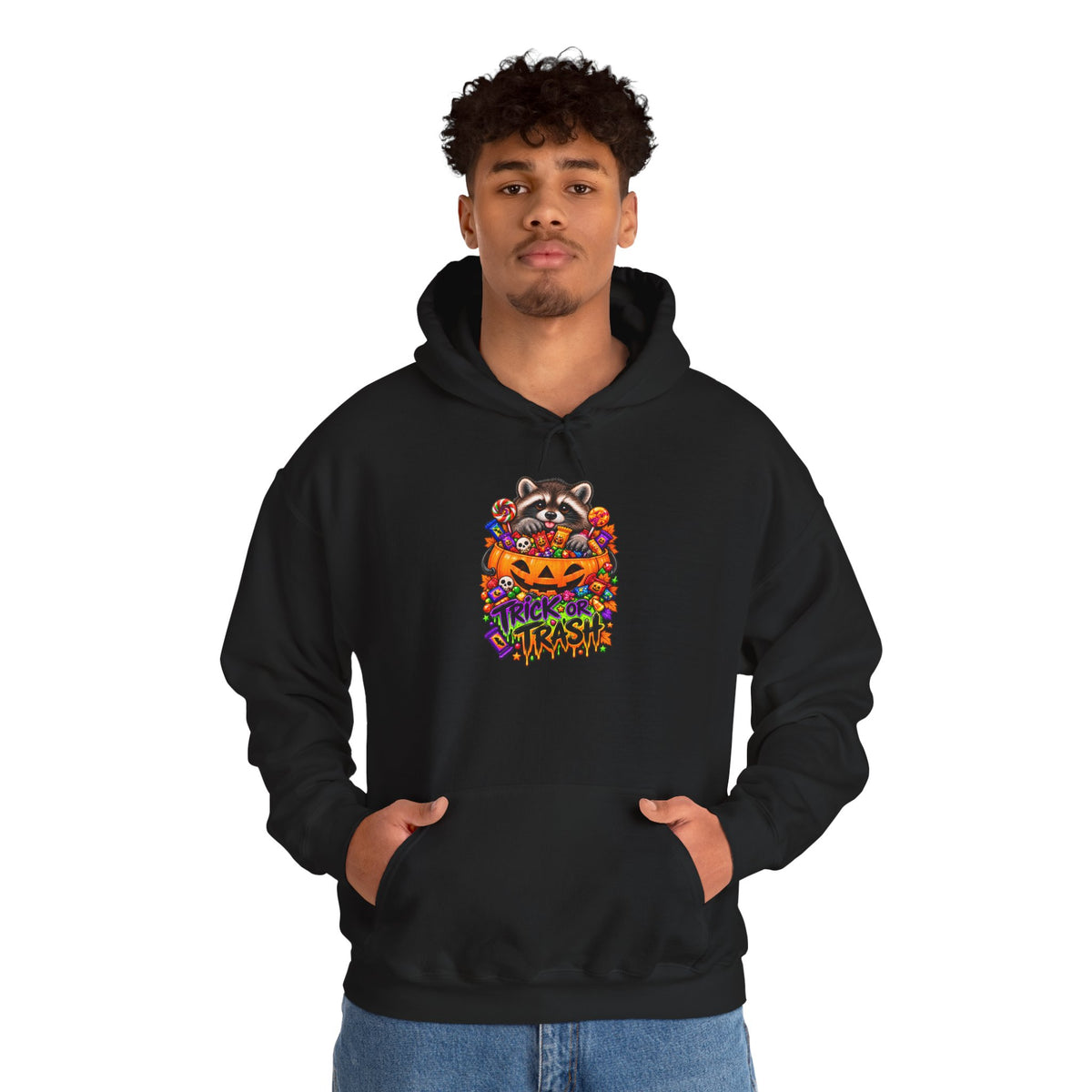 Trick or Trash Raccoon Hooded Sweatshirt