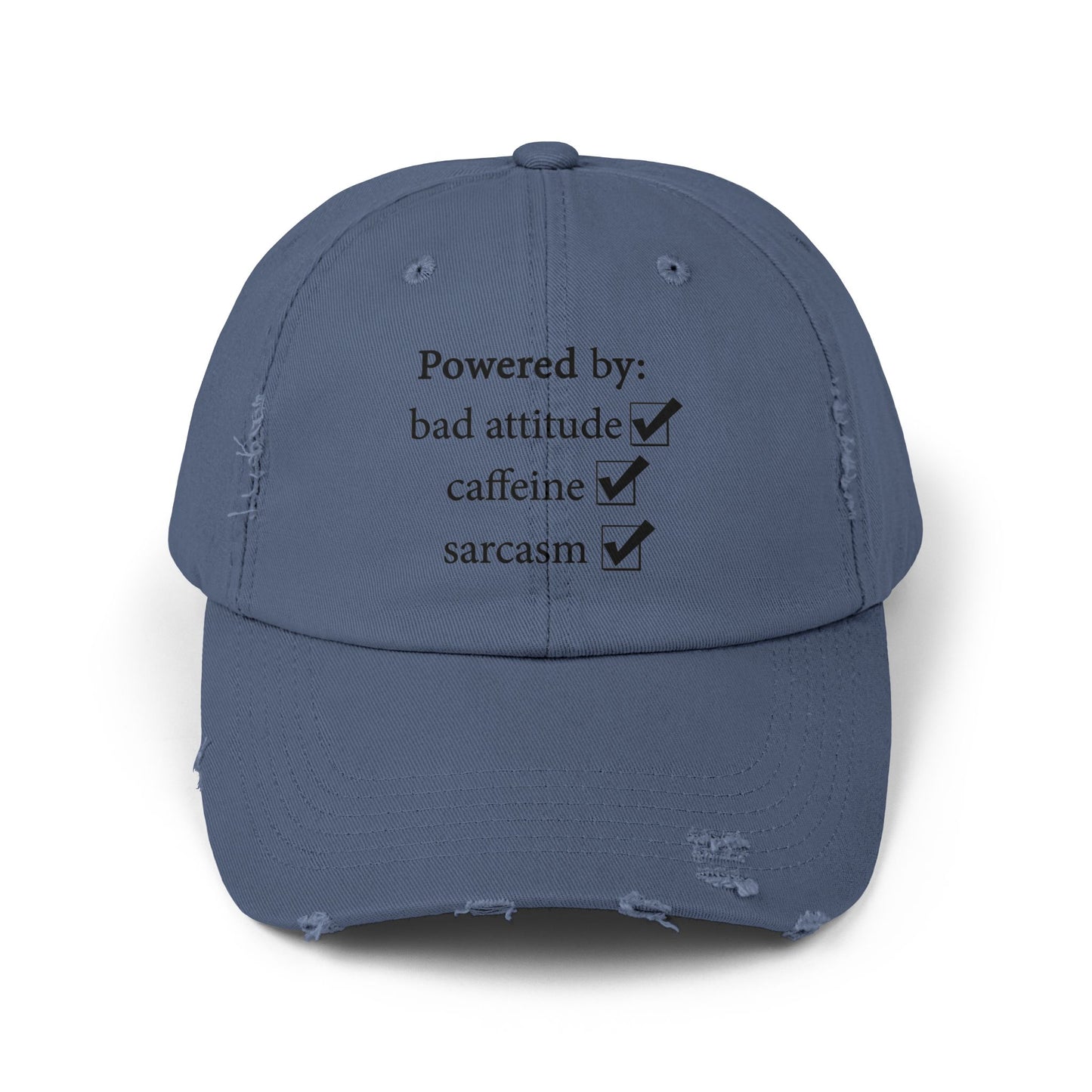 "Powered By" Distressed Cap —  Funny Truth Hat