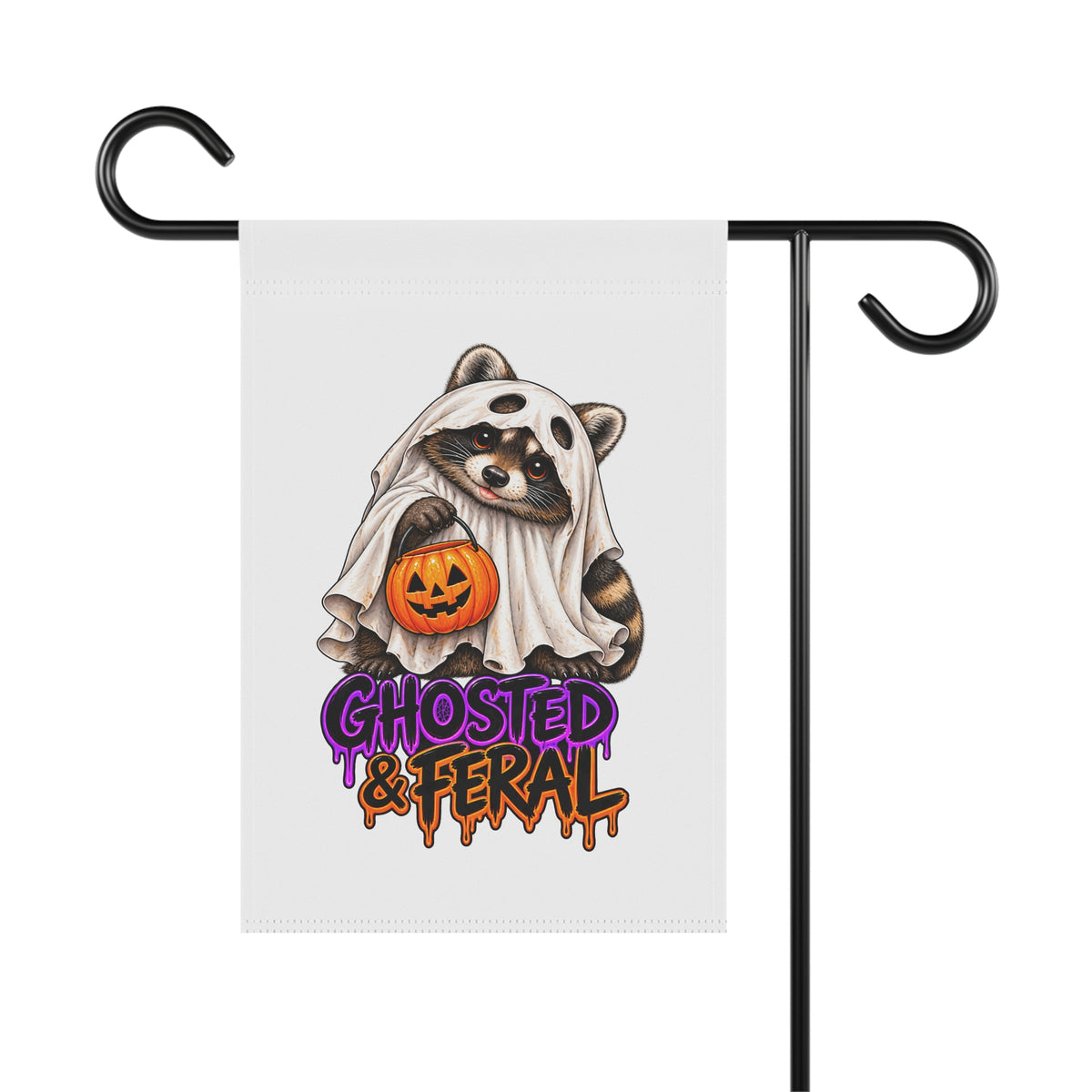 Ghosted Raccoon Garden Flag