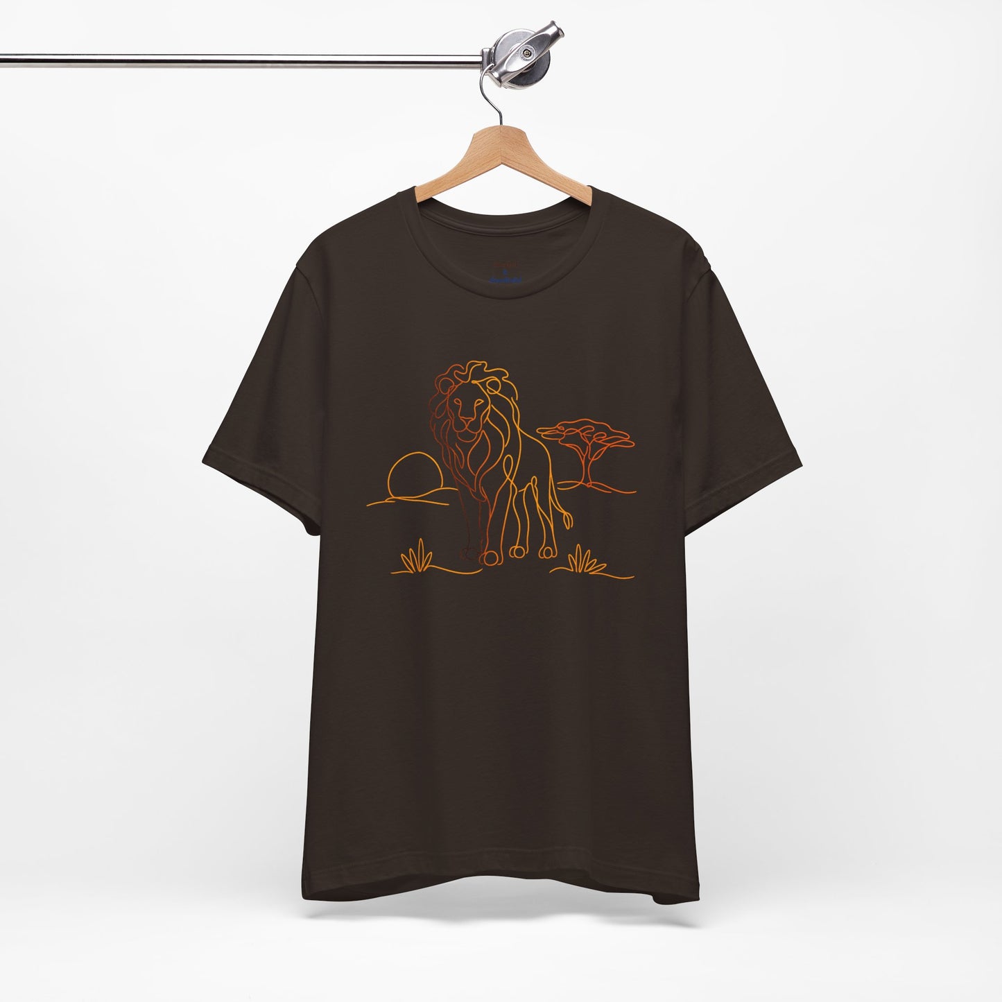 Lion Sunset Tee — Minimal Line Art Safari T-Shirt