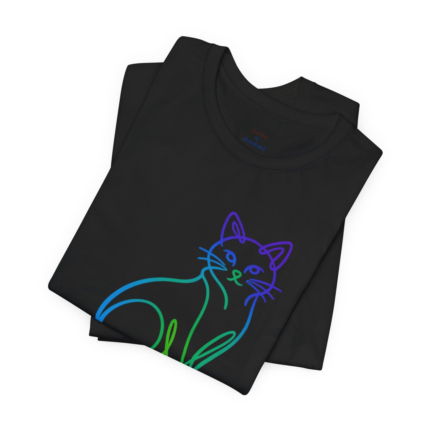Colorful Line-Work Sitting Cat T-Shirt