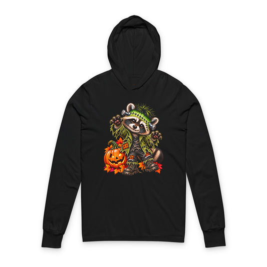 Halloween Frankenstein Raccoon Hooded Long Sleeve Tee
