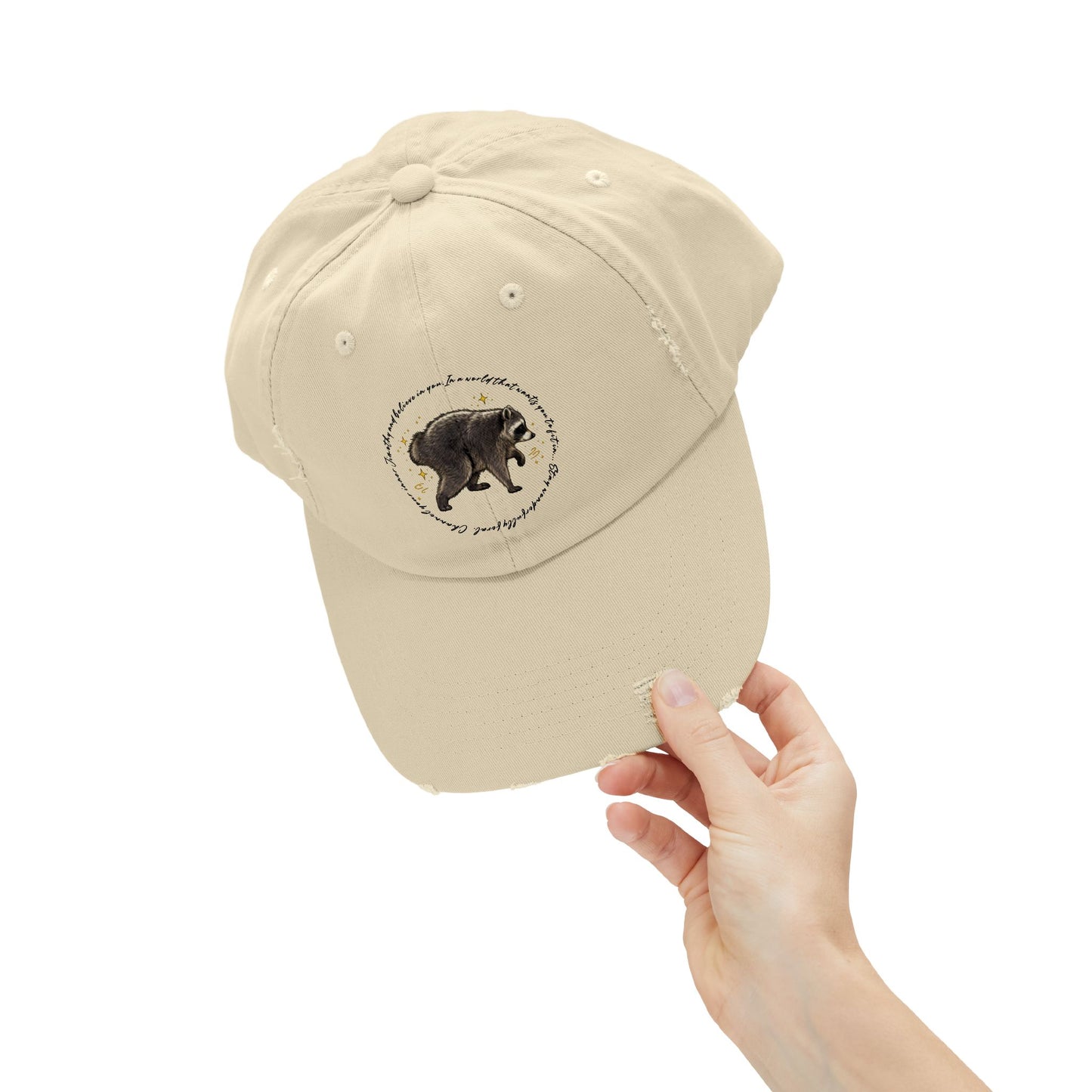 Jimothy The Raccoon Distressed Cap —  Inspirational, Viral Sensation