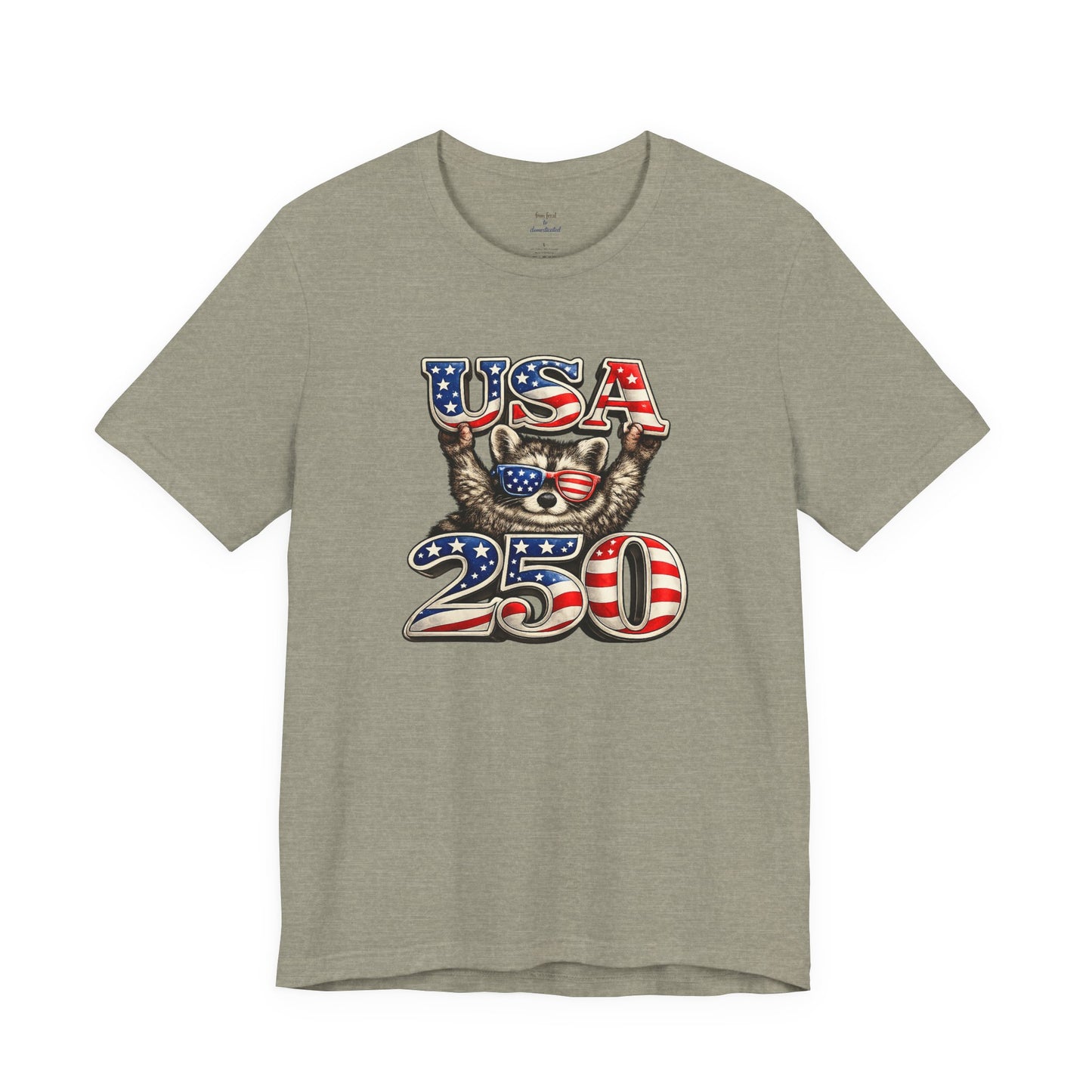 Patriot Raccoon 250th Anniversary T-Shirt — 4th of July Fireworks Flag Tee