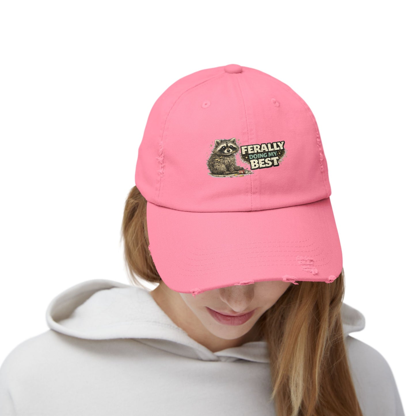 Ferally Distressed Cap — Raccoon Mom/Dad Funny Dad Hat