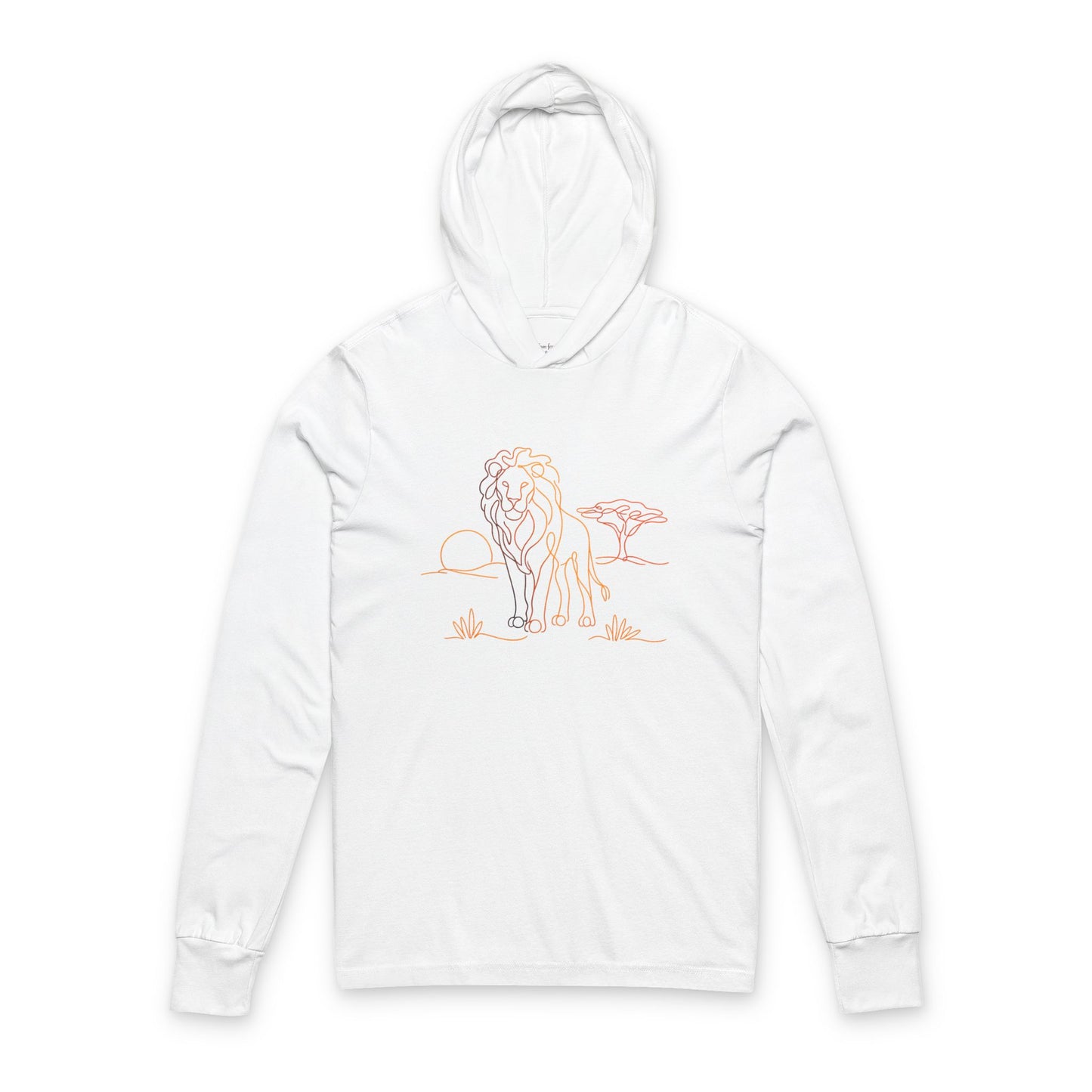 Continuous Line Art Lion Hooded Long Sleeve Tee