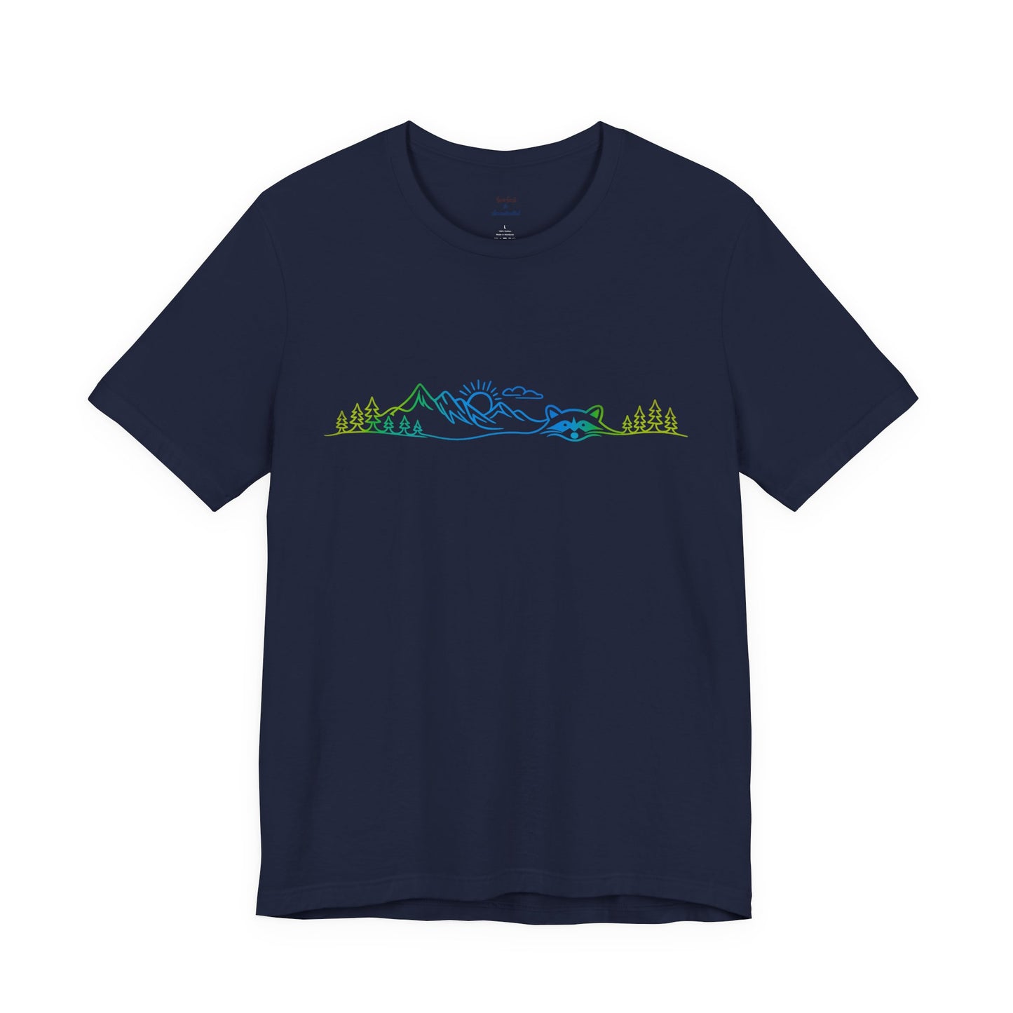 Raccoon Tee — Minimal Line Raccoon Scenic Graphic T-Shirt