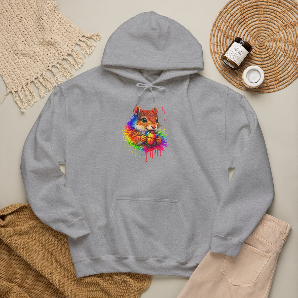 Watercolor Squirrel Hooded Sweatshirt