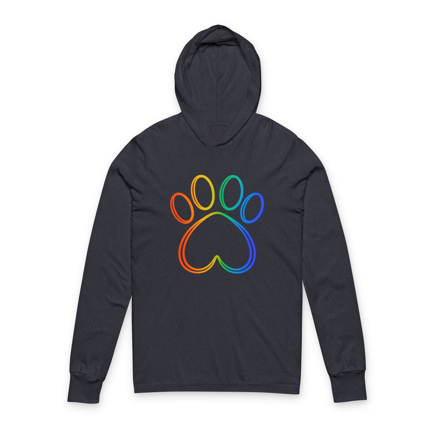 Continuous Line Art Heart/Paw Hooded Long Sleeve Tee