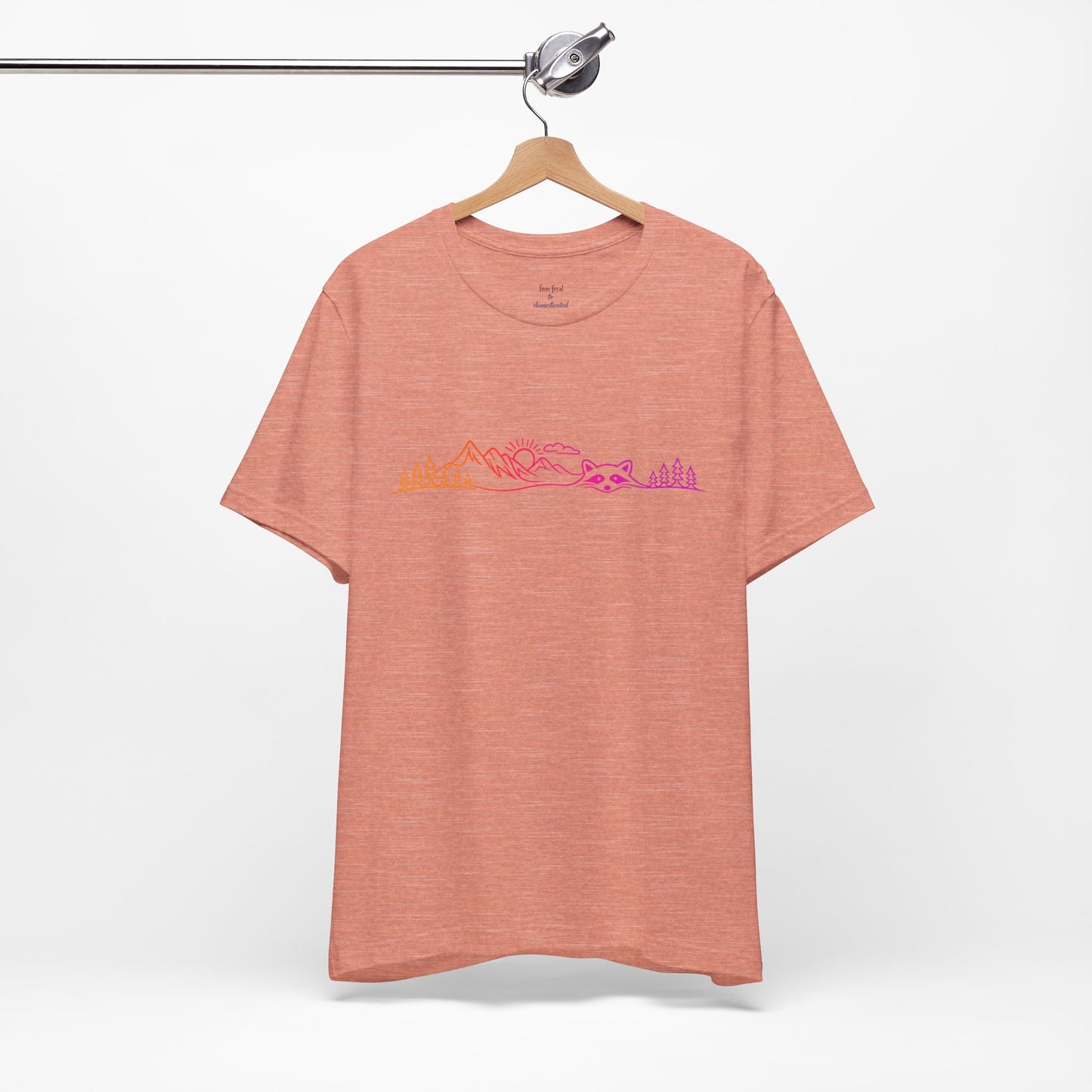Raccoon Tee — Minimal Line Raccoon Scenic Graphic T-Shirt