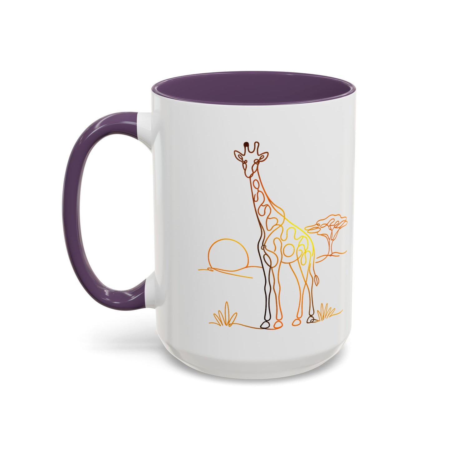 Safari Sunrise Coffee Mug — Minimal Line Giraffe Design (11/15oz)