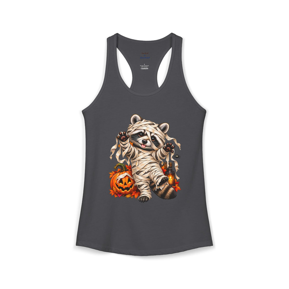 Halloween Mummy Raccoon Racerback Tank