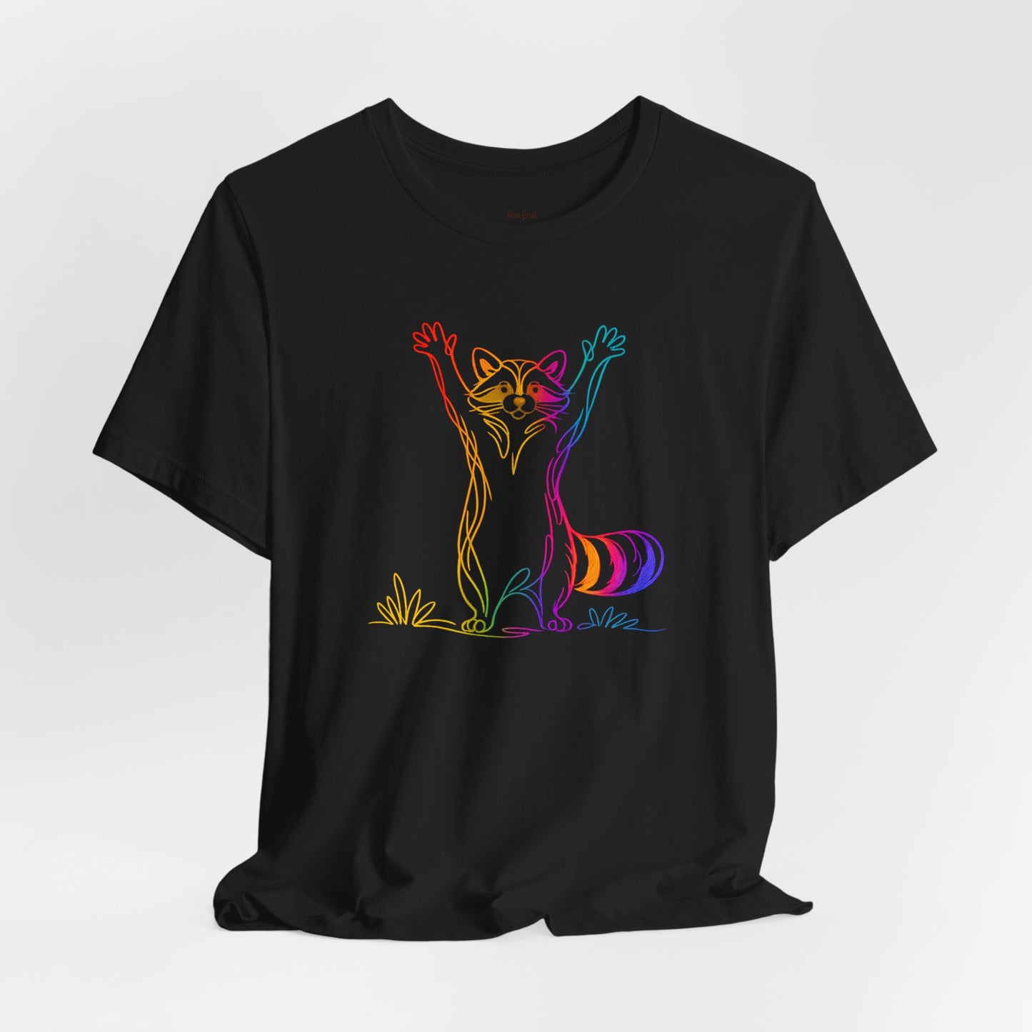 Raccoon Tee — Minimal Line Raccoon Scenic Graphic T-Shirt