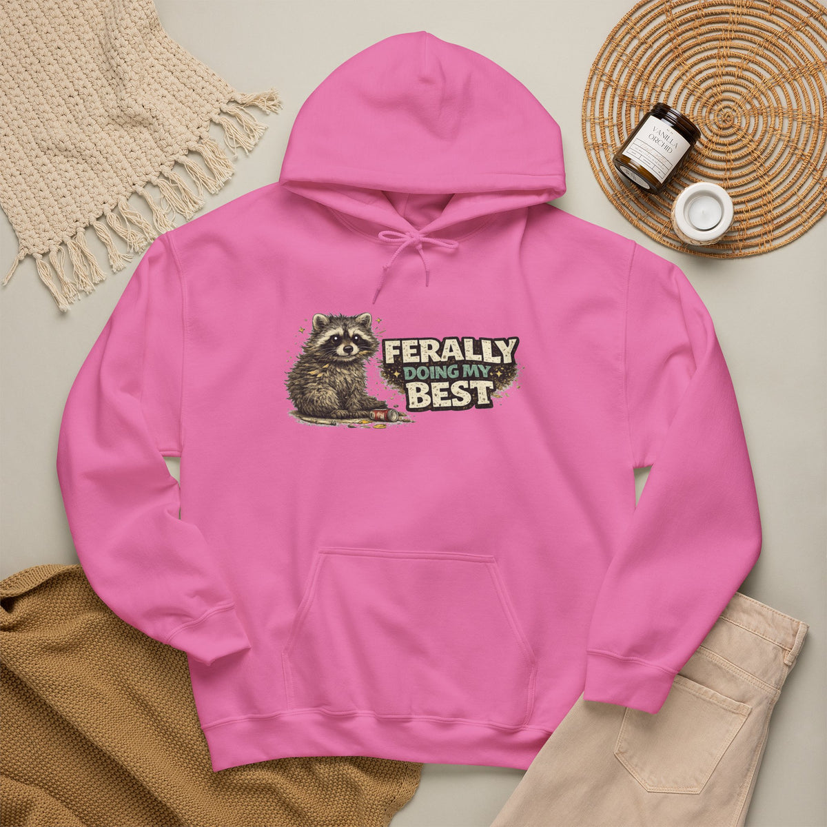 Raccoon "Ferally Doing My Best" Hooded Sweatshirt
