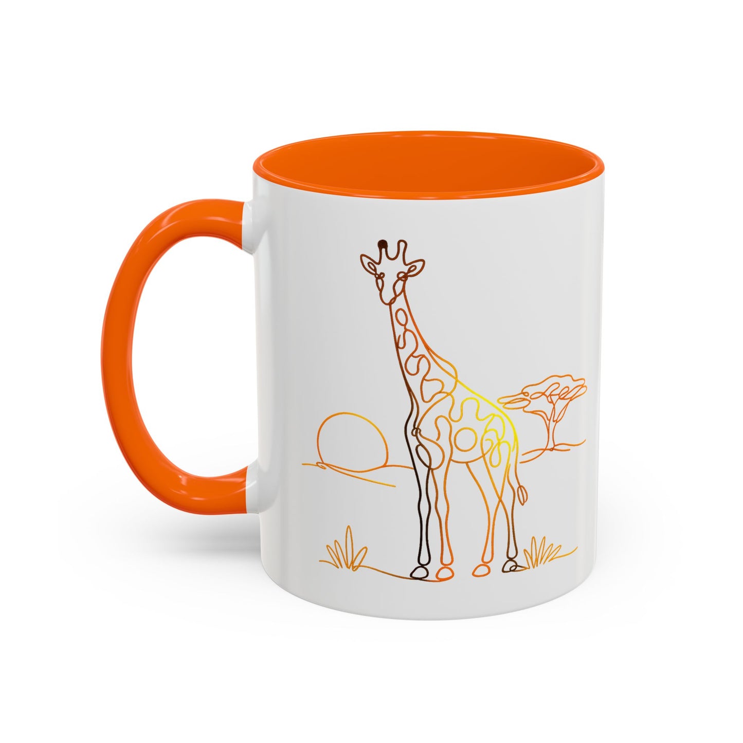 Safari Sunrise Coffee Mug — Minimal Line Giraffe Design (11/15oz)