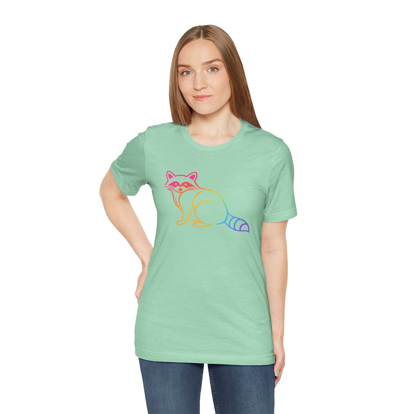 Raccoon Tee — Minimal Line Raccoon Scenic Graphic T-Shirt