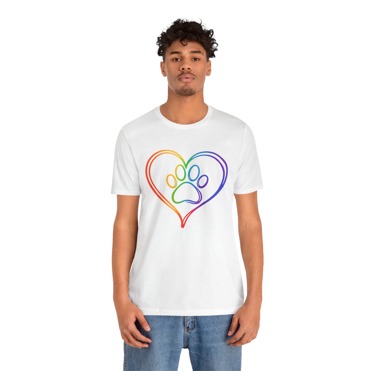 Heart/Paw Colorful Line-Work T-Shirt