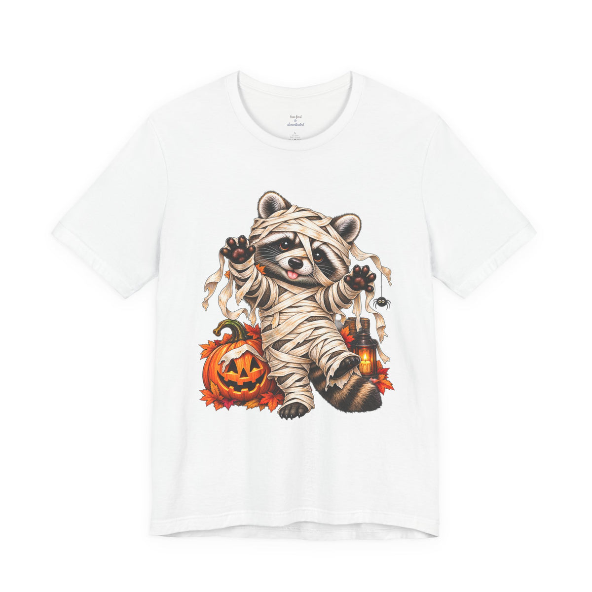 Halloween Mummy Raccoon and Black Cat T-Shirt