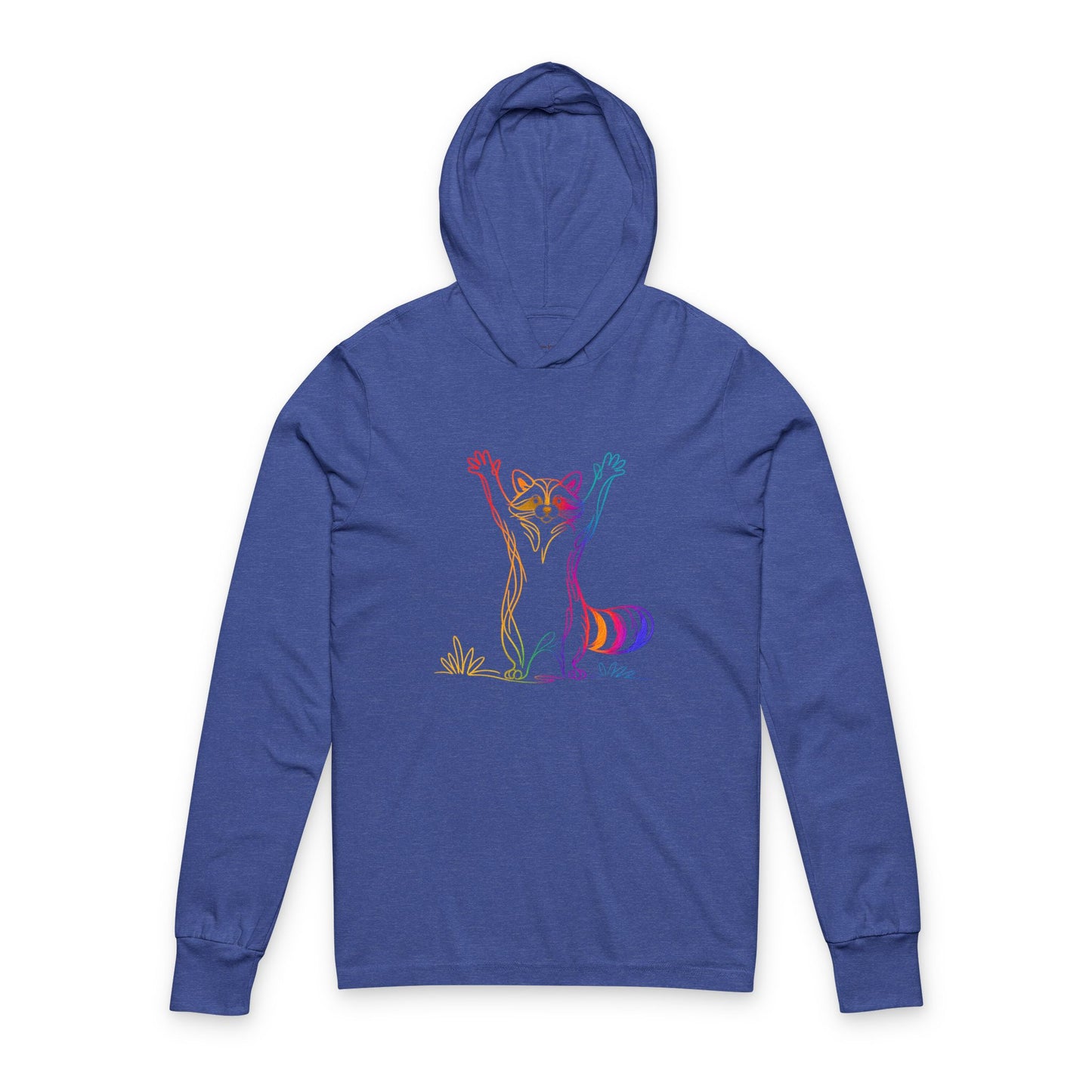 Continuous Line Art | Rainbow Raccoon Hooded Long Sleeve Tee