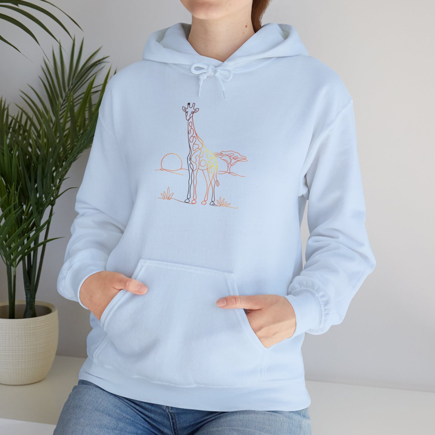 Giraffe Line Art Hoodie – Minimal Safari Illustration