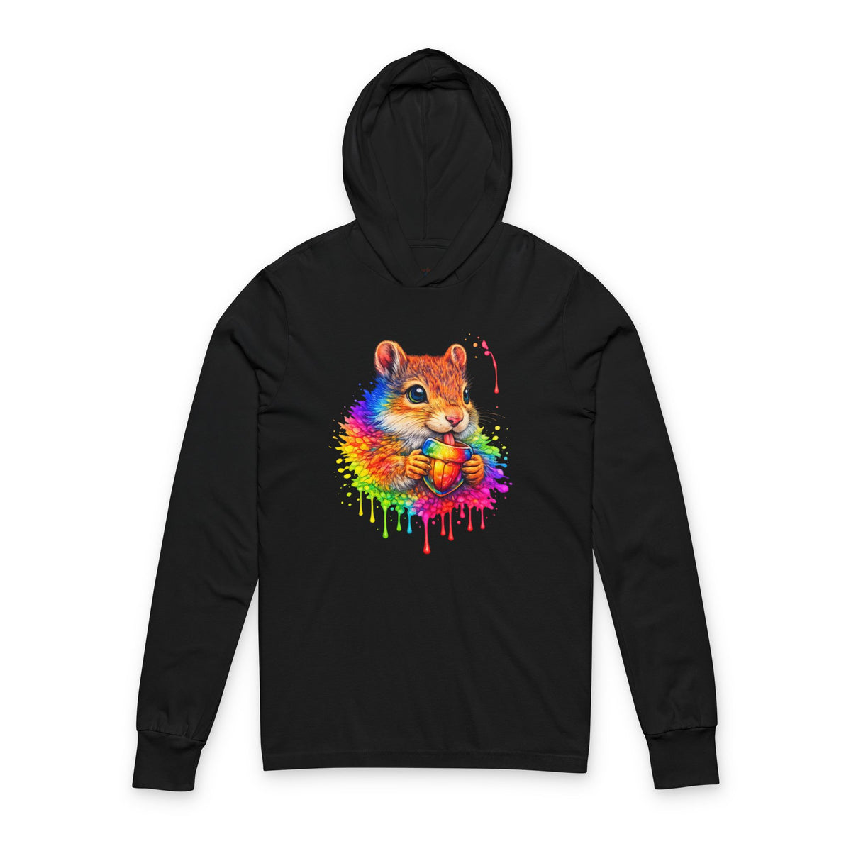 Watercolor Squirrel Hooded Long Sleeve T-Shirt