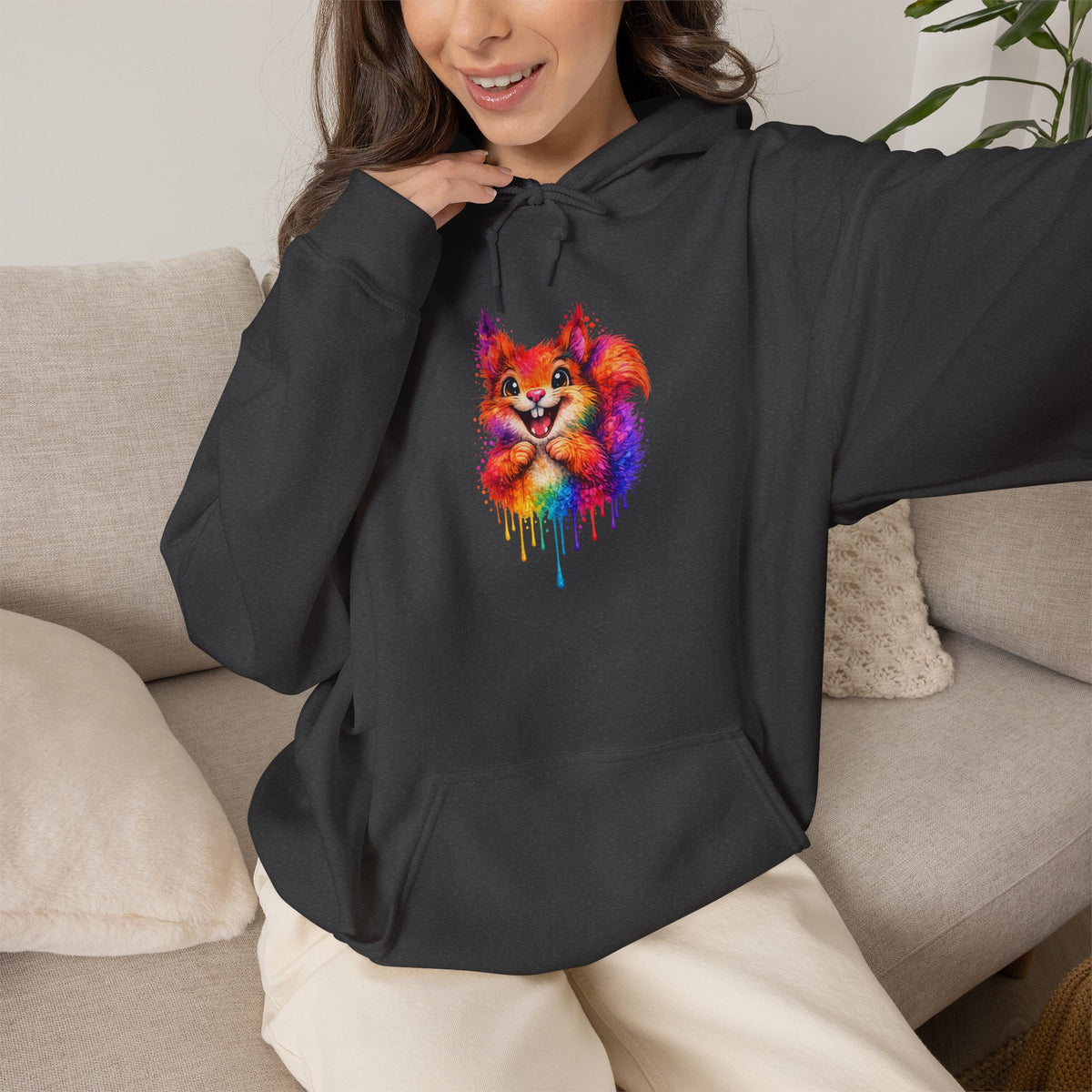 Watercolor Squirrel Hooded Sweatshirt
