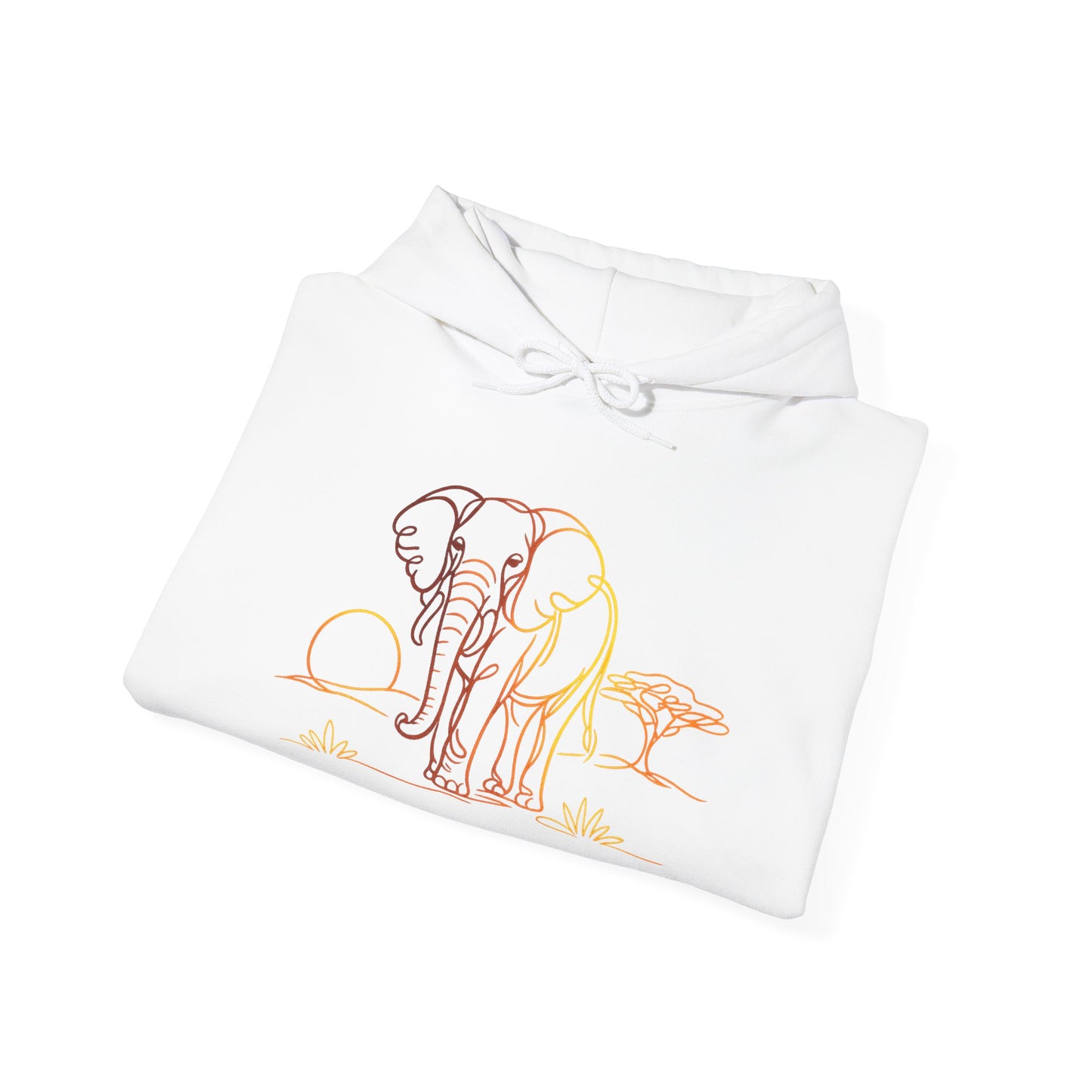 Elephant Sunset Hoodie — Minimal Safari Graphic Hooded Sweatshirt