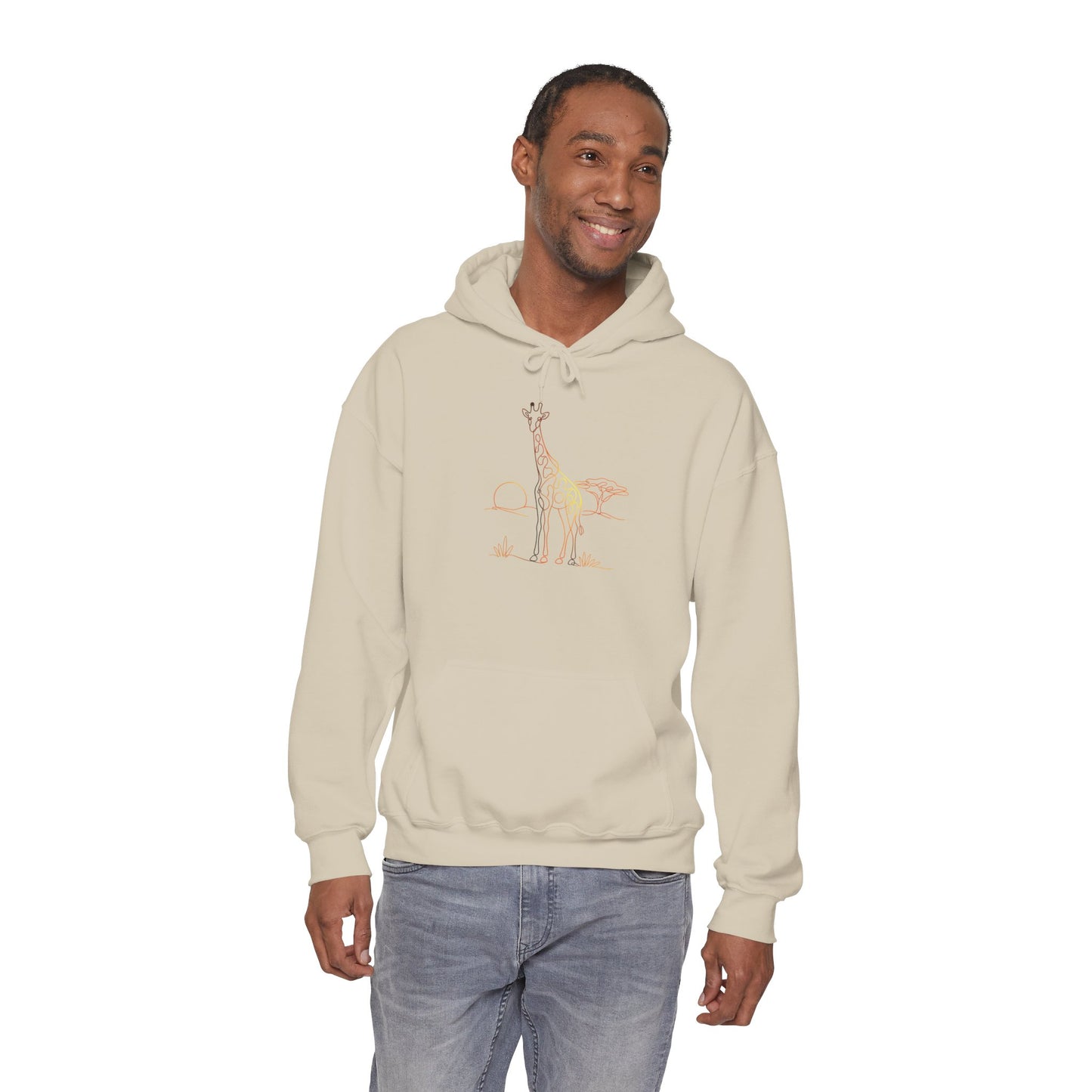 Giraffe Line Art Hoodie – Minimal Safari Illustration