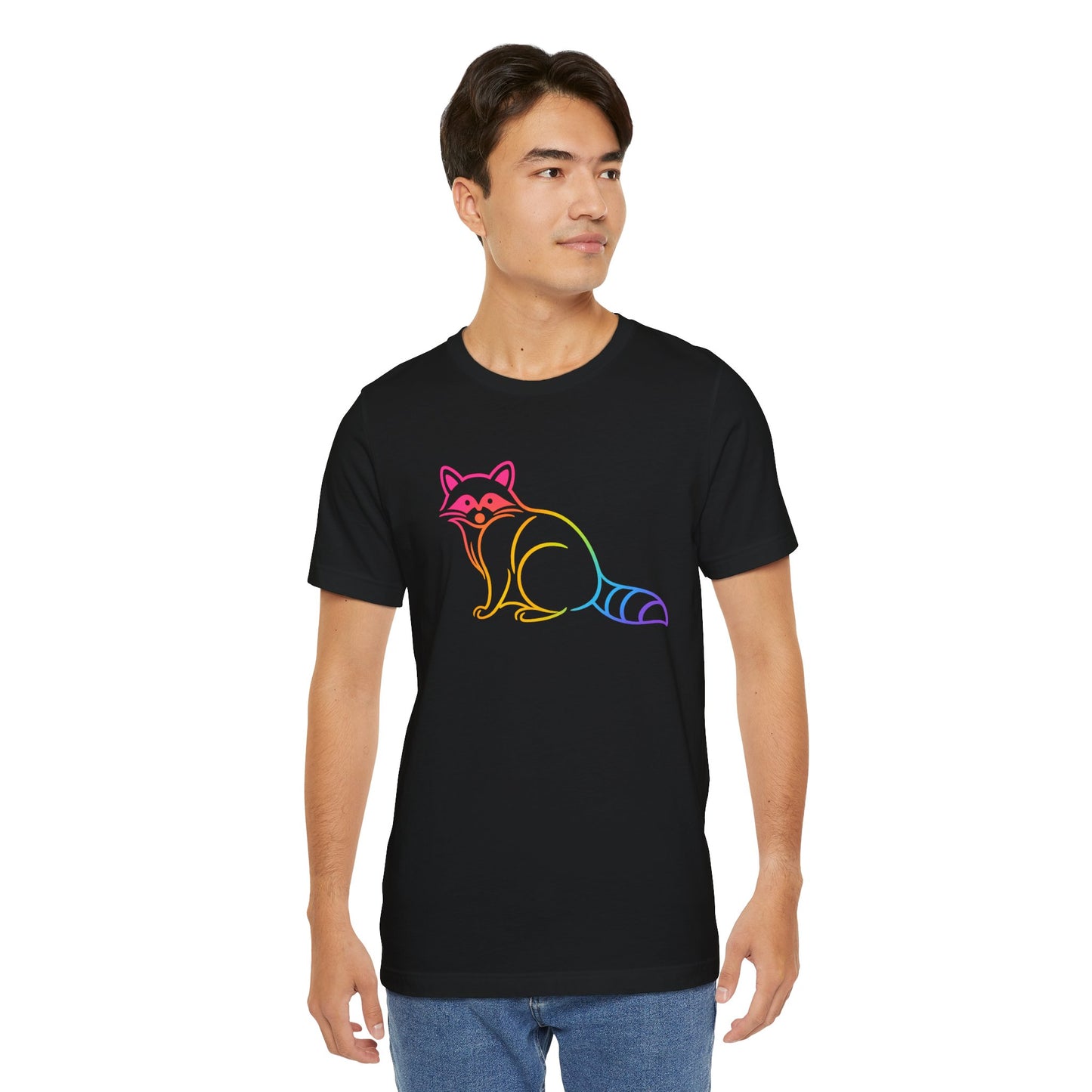 Raccoon Tee — Minimal Line Raccoon Scenic Graphic T-Shirt