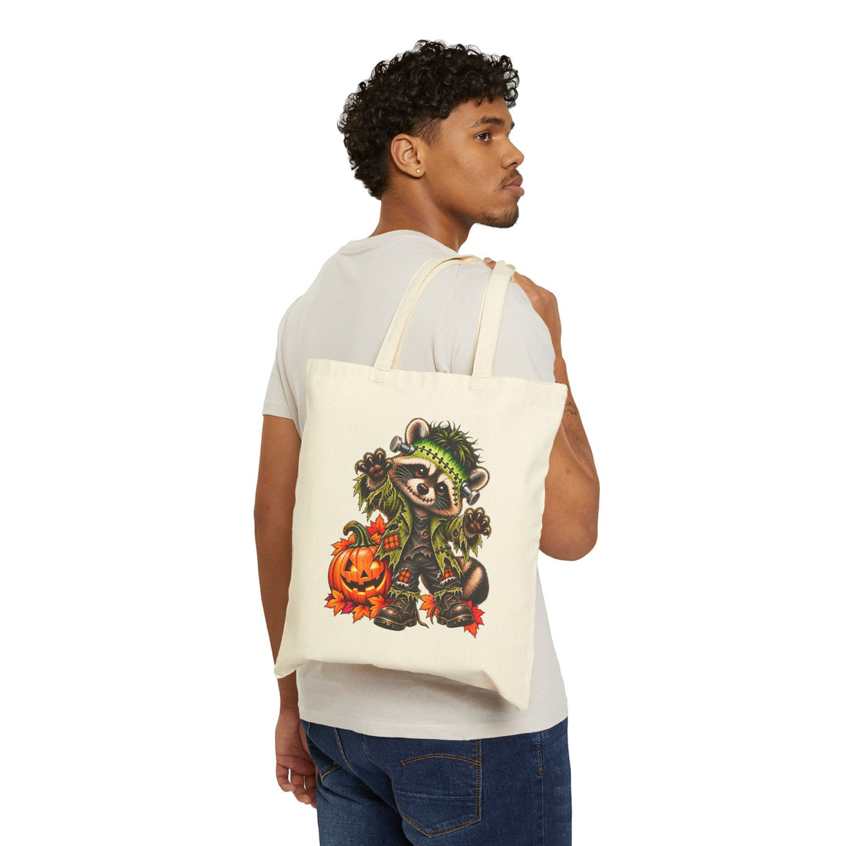 Halloween Frankenstein Raccoon Tote Bag
