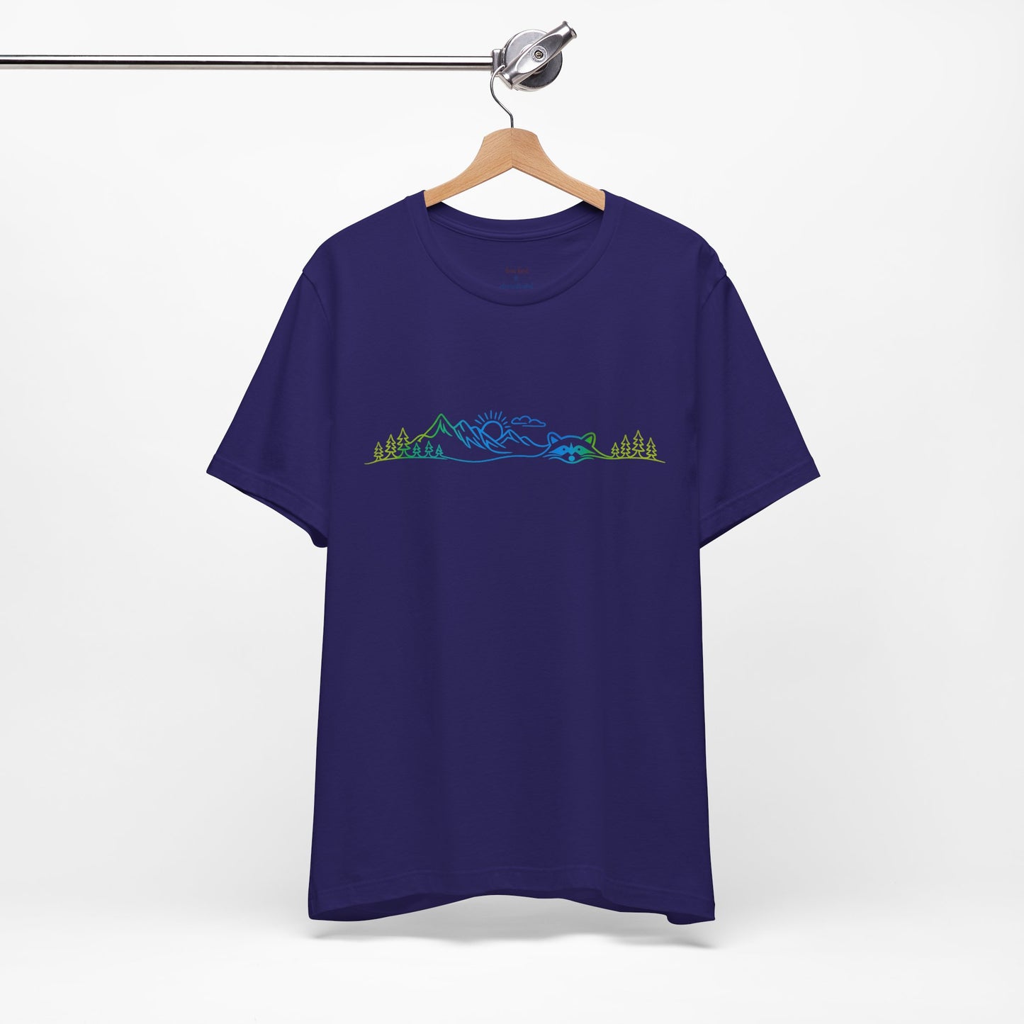 Raccoon Tee — Minimal Line Raccoon Scenic Graphic T-Shirt