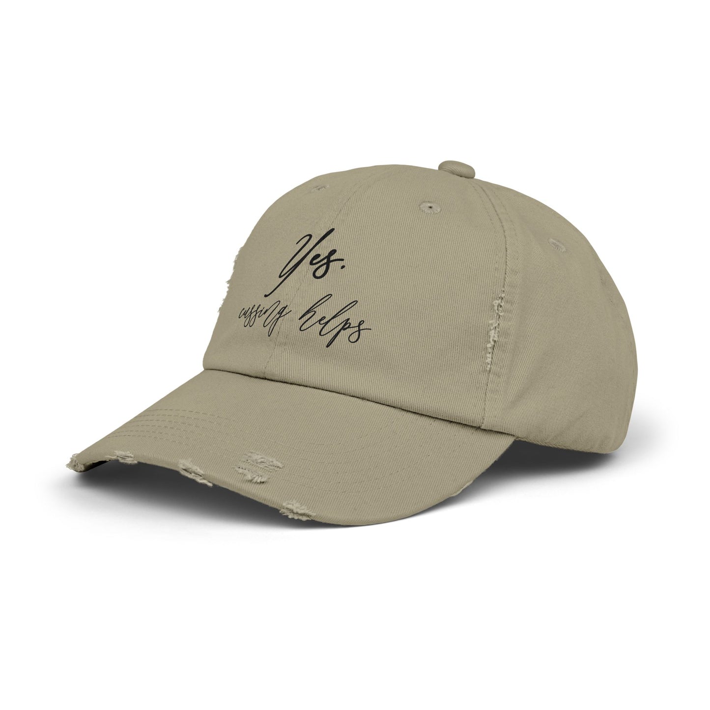"Cussing Helps" Distressed Cap —  Funny Truth Hat