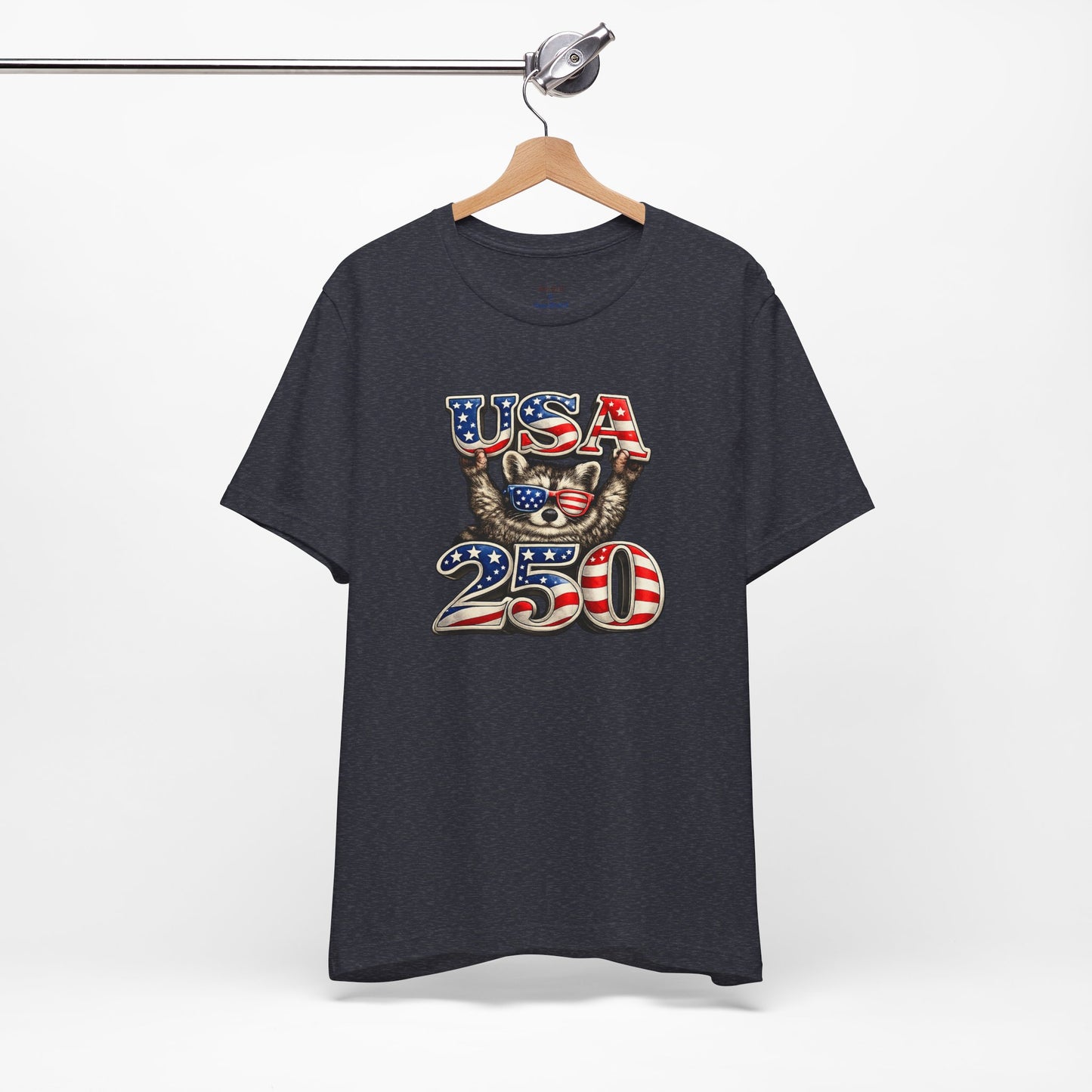 Patriot Raccoon 250th Anniversary T-Shirt — 4th of July Fireworks Flag Tee