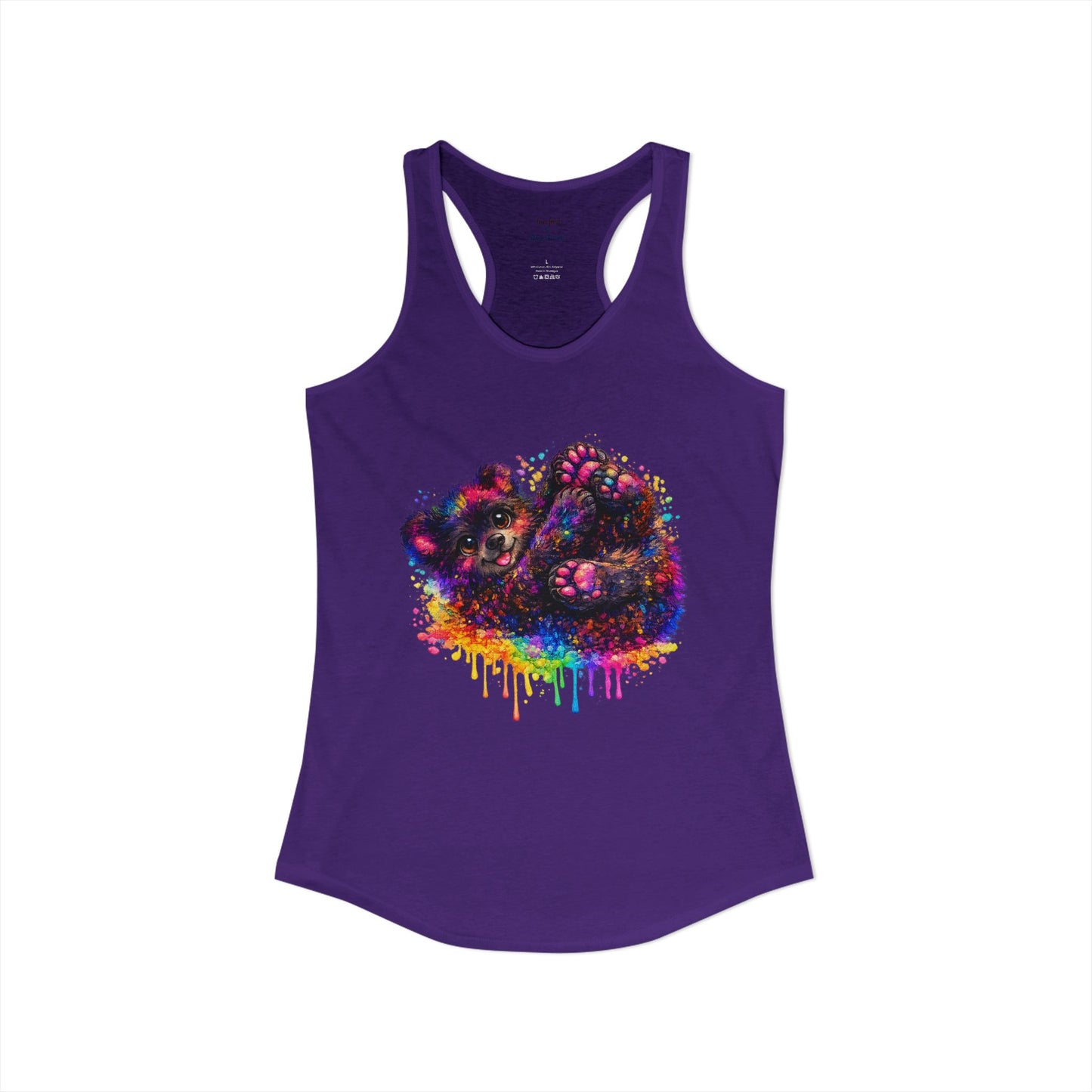 Watercolor Wildlife Bear Cub Racerback Tank