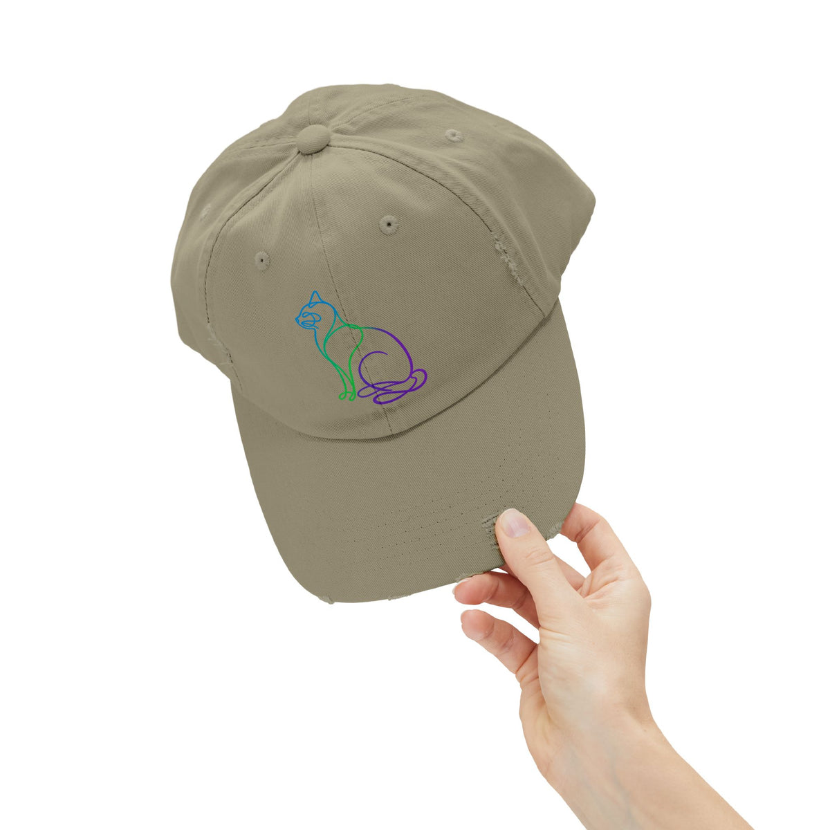 Northern Lights Cat Distressed Cap