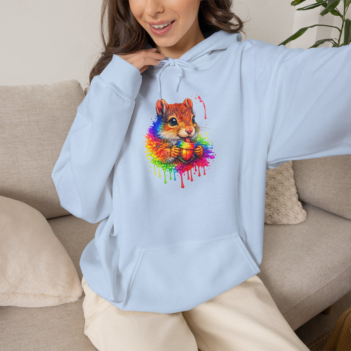 Watercolor Squirrel Hooded Sweatshirt