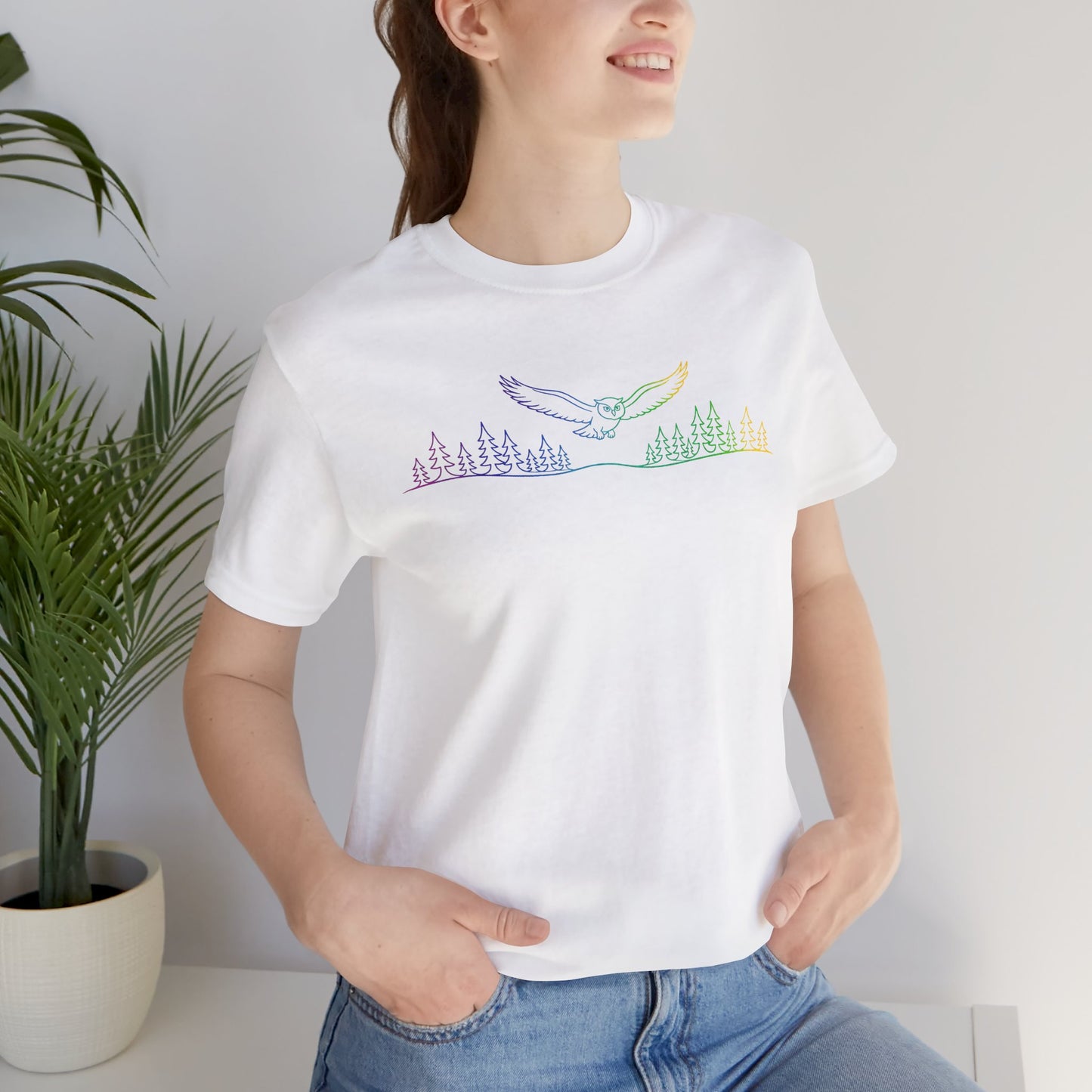 Owl | Colorful Line-Work T-Shirt