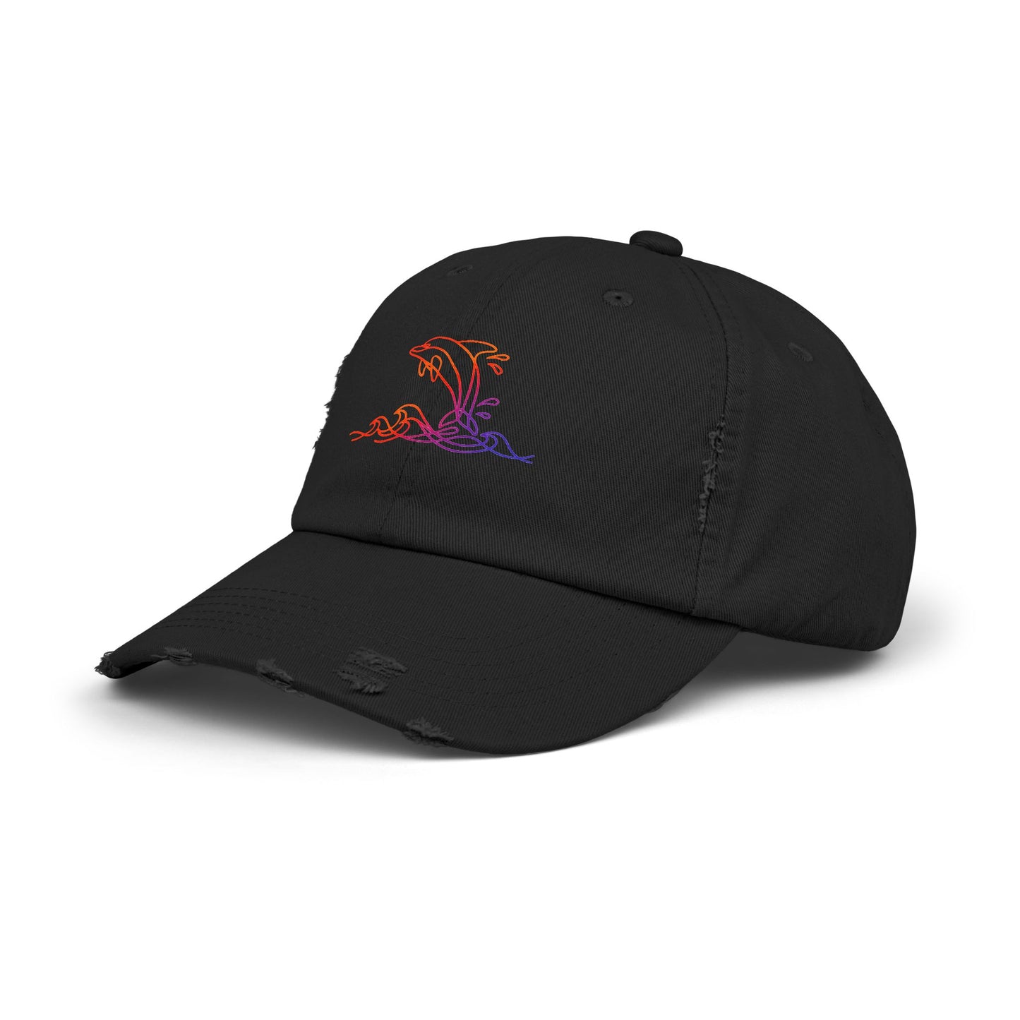 Sunset Splashing Dolphin | Distressed Cap